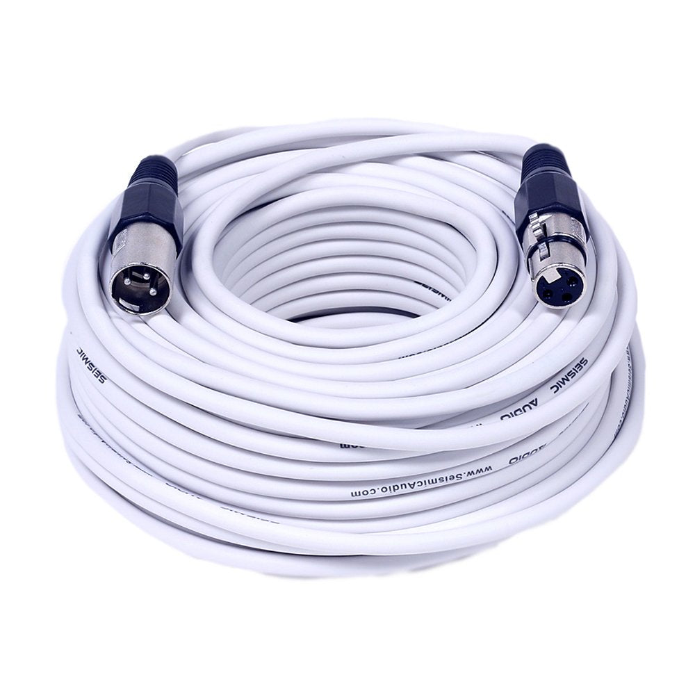 Seismic Audio 6 Pack Of White 100 Foot Xlr Cables-100' Microphone Cords Mic (Saxlx-100White6)