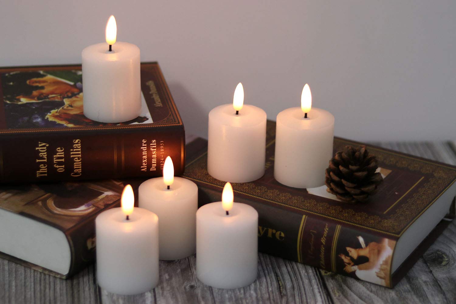 Eldnacele Flameless Flickering Votive Candles With Timer, Realistic Black Wick Led Pillar Candles D2X H3Battery Operated Candles