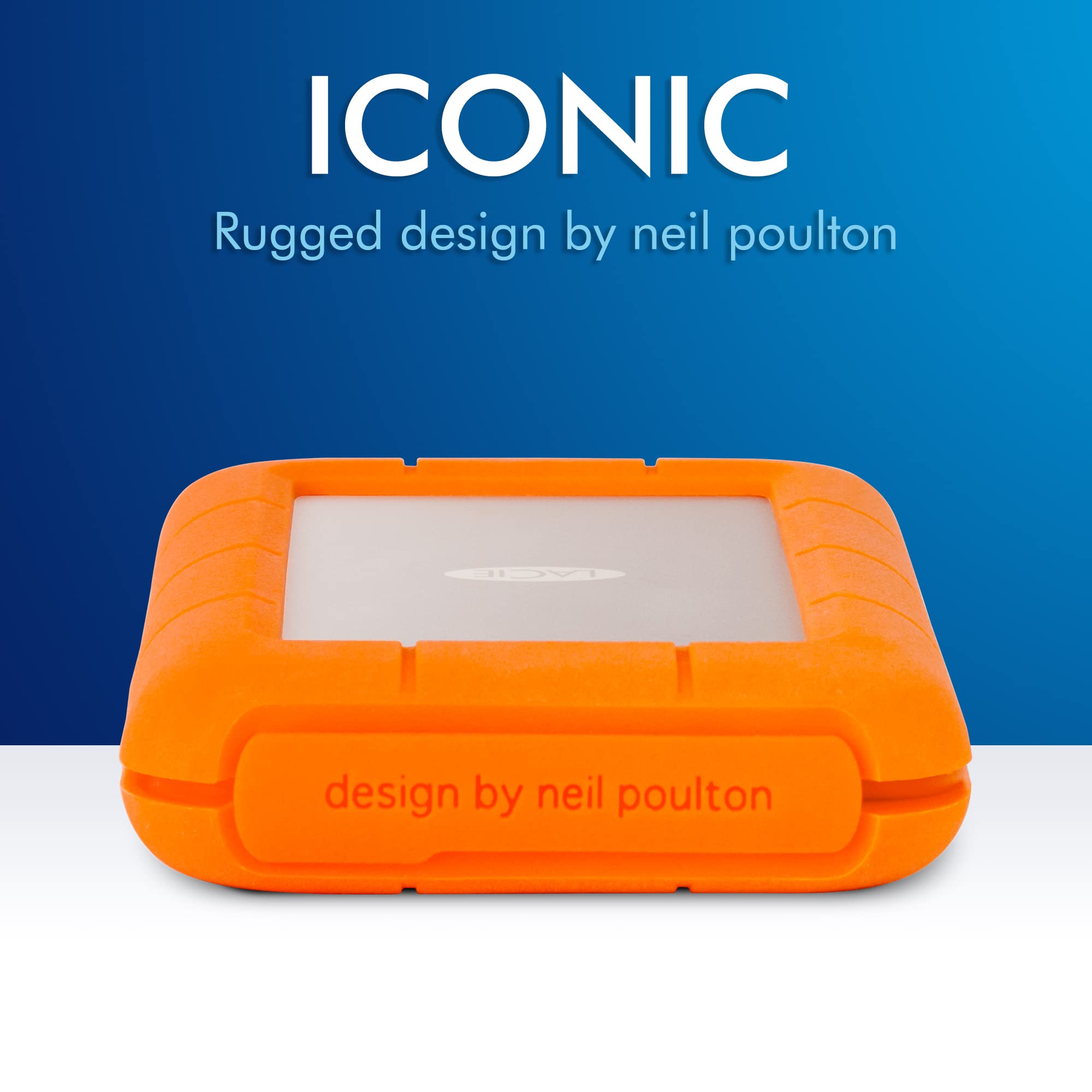 LaCie Rugged 4TB USB-C Portable External Hard Drive - Shock, Drop, Dust & Rain Resistant for Mac & PC, Orange