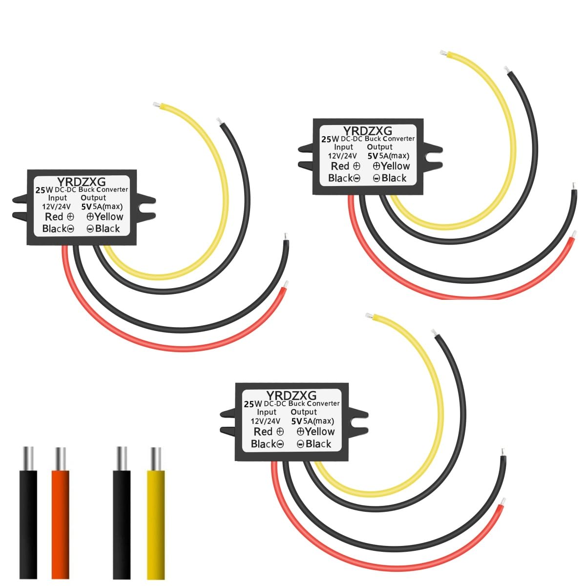 Yrdzxg (3 Pcs) 5V Buck Converter 12 V/24 V To 5 V 5A 25W Dc Regulator To 5 V Dc Step Down Converter Waterproof Module For Golf C