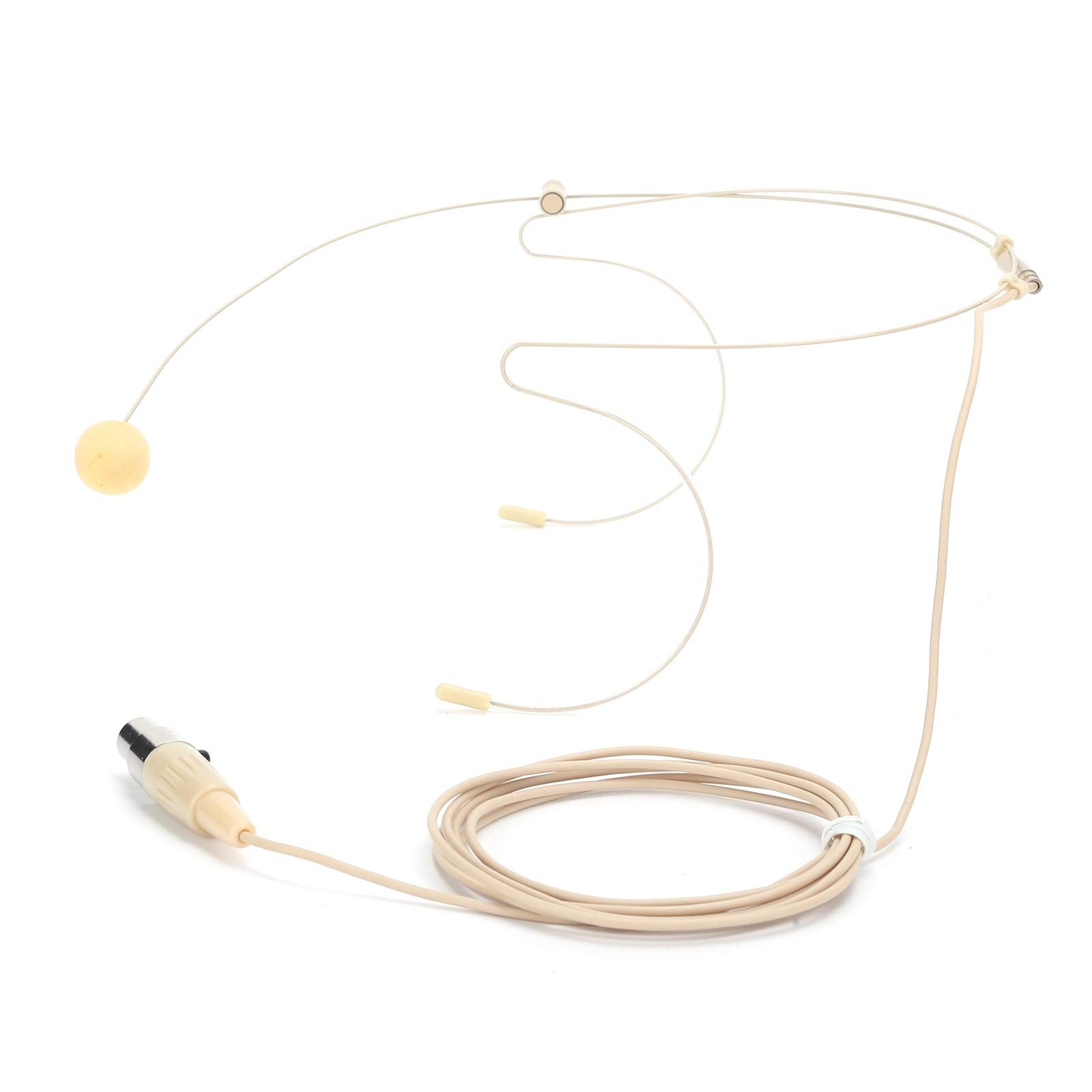 Headset Microphone, 3 Pin Earhook Microphone Omnidirectional Condenser Microphone Beige Single Over Ear MIC with Capacitance Hea