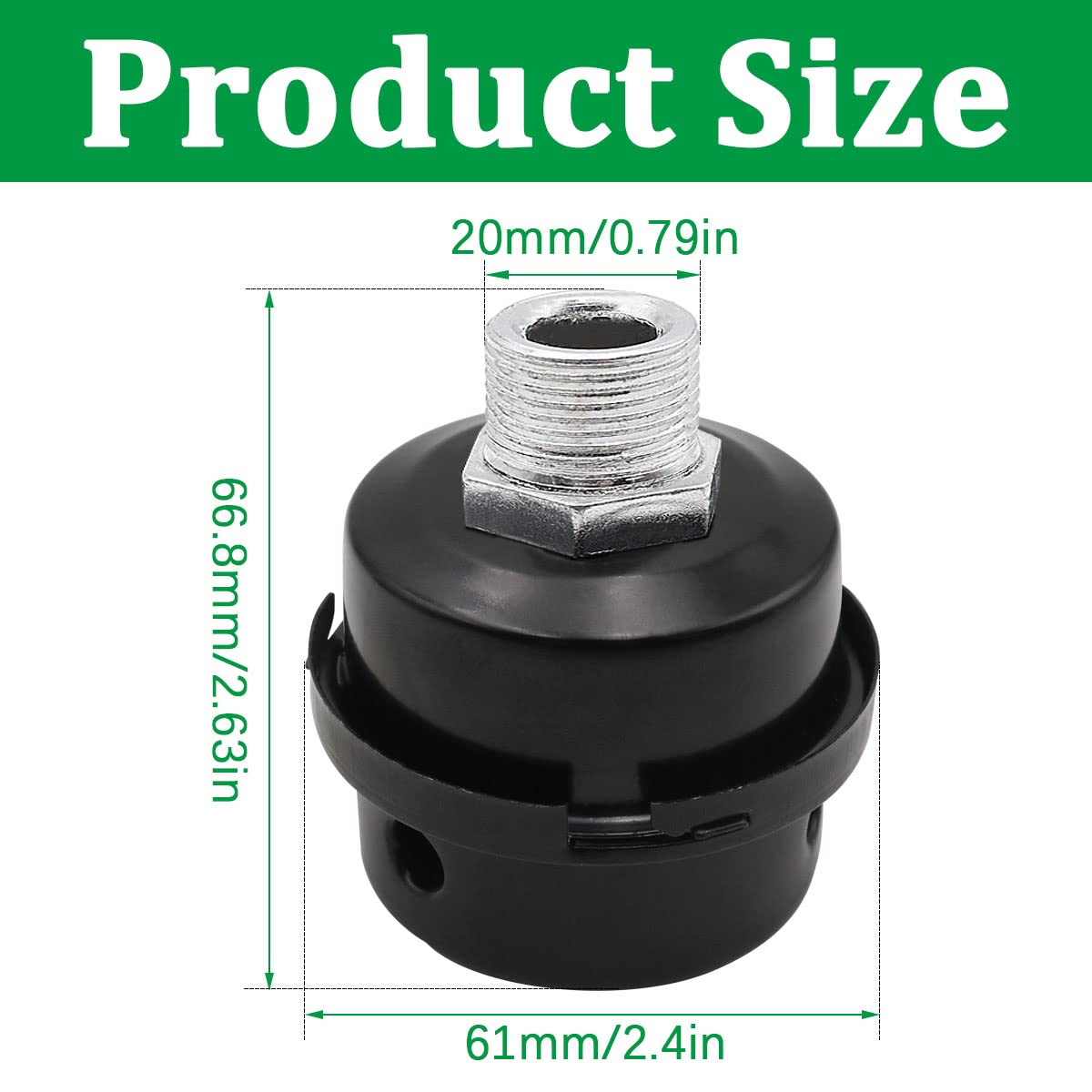 Seamaka 3Pcs 1/2'' Thread Air Compressor Silencer,20Mm Air Compressor Intake Filter Sound Muffler Accessories,Air Compressor Muf