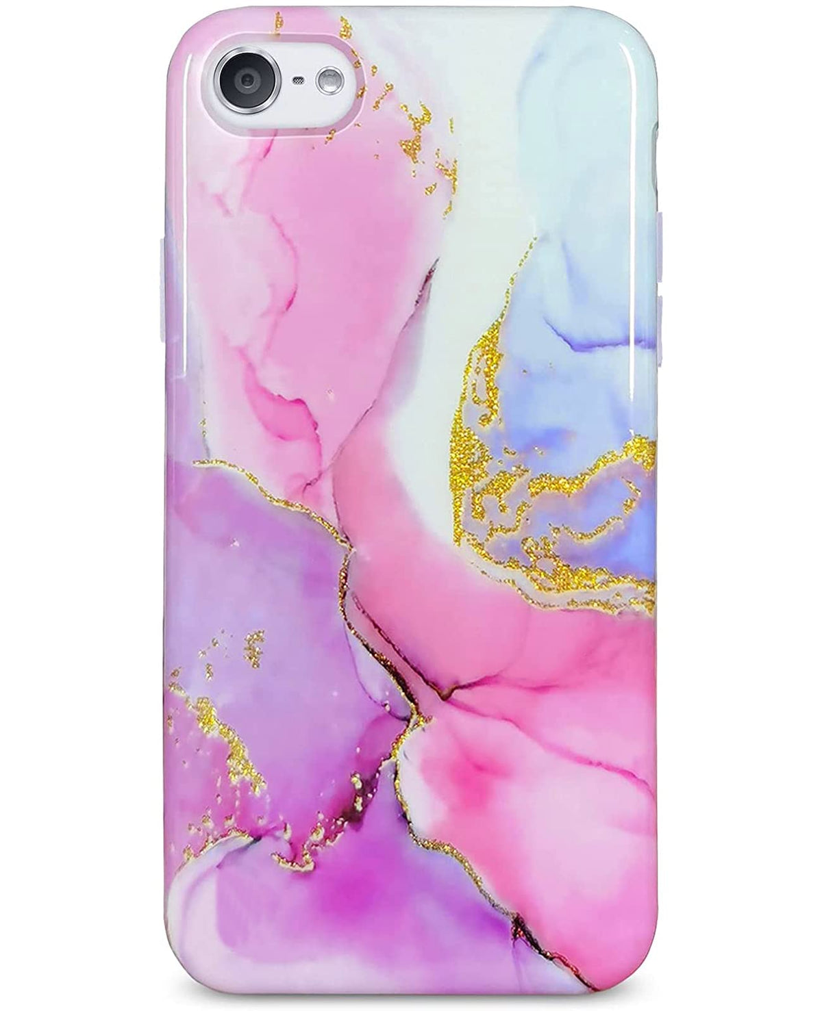 Ipod Touch 7Th Generation Case, J.West Ipod Touch 6 Ipod 5 Case, Sparkle Gold Glitter Pink Marble Design Slim Fit Anti Scratch F