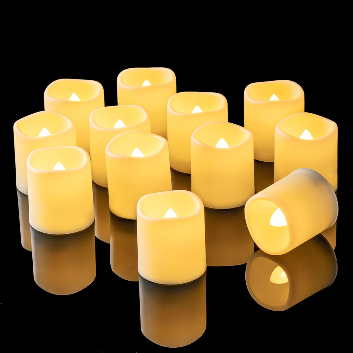 Homemory 12Pcs Auto Timer Flameless Votive Candles, Flickering Battery Operated Led Tealight Candles, Realistic Electric Fake Te