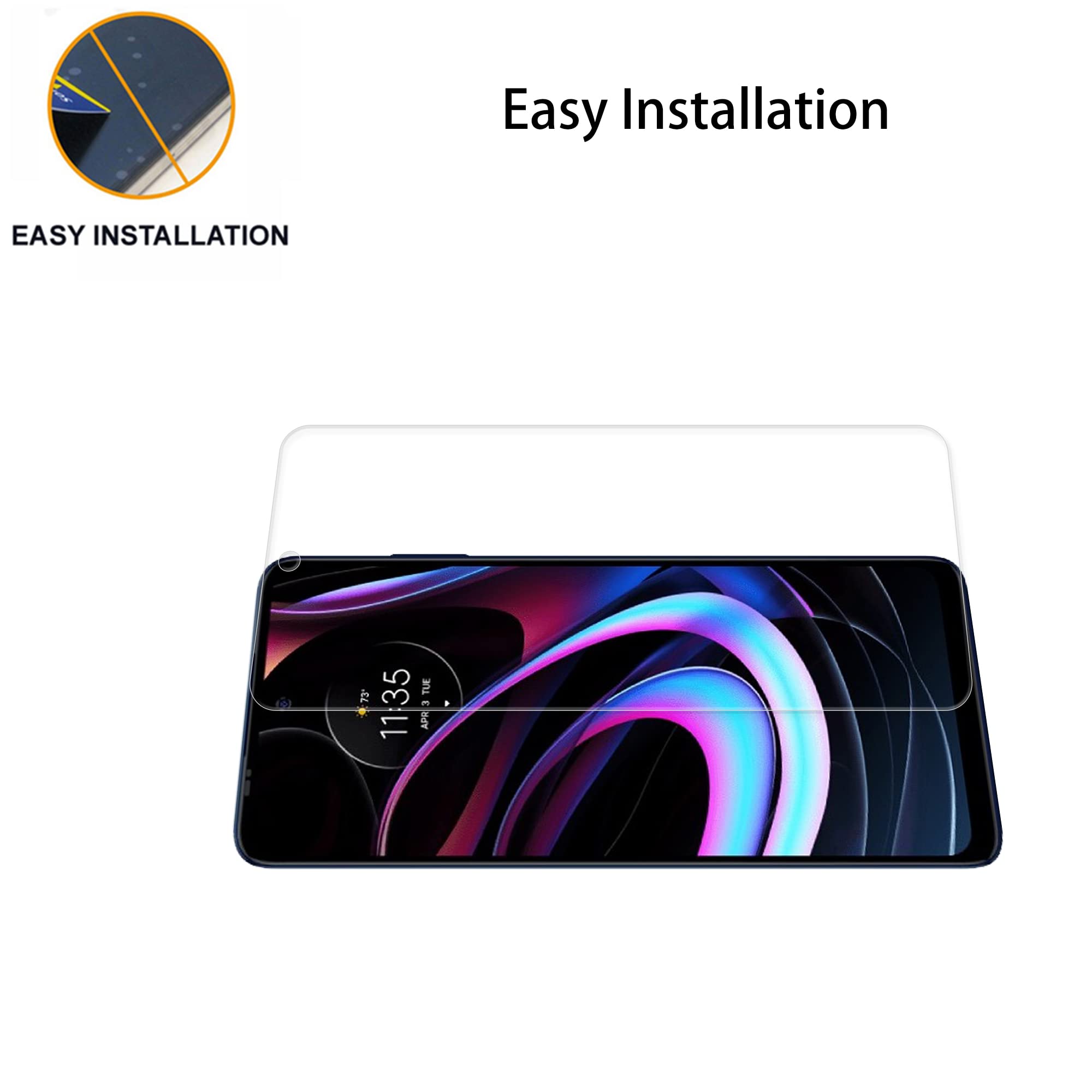 Hkkais [2+2 Pack] Glass Screen Protector Compatible For Motorola Moto Edge 2021 / Moto Edge 5G Uw 2021 Tempered Glass Camera Len