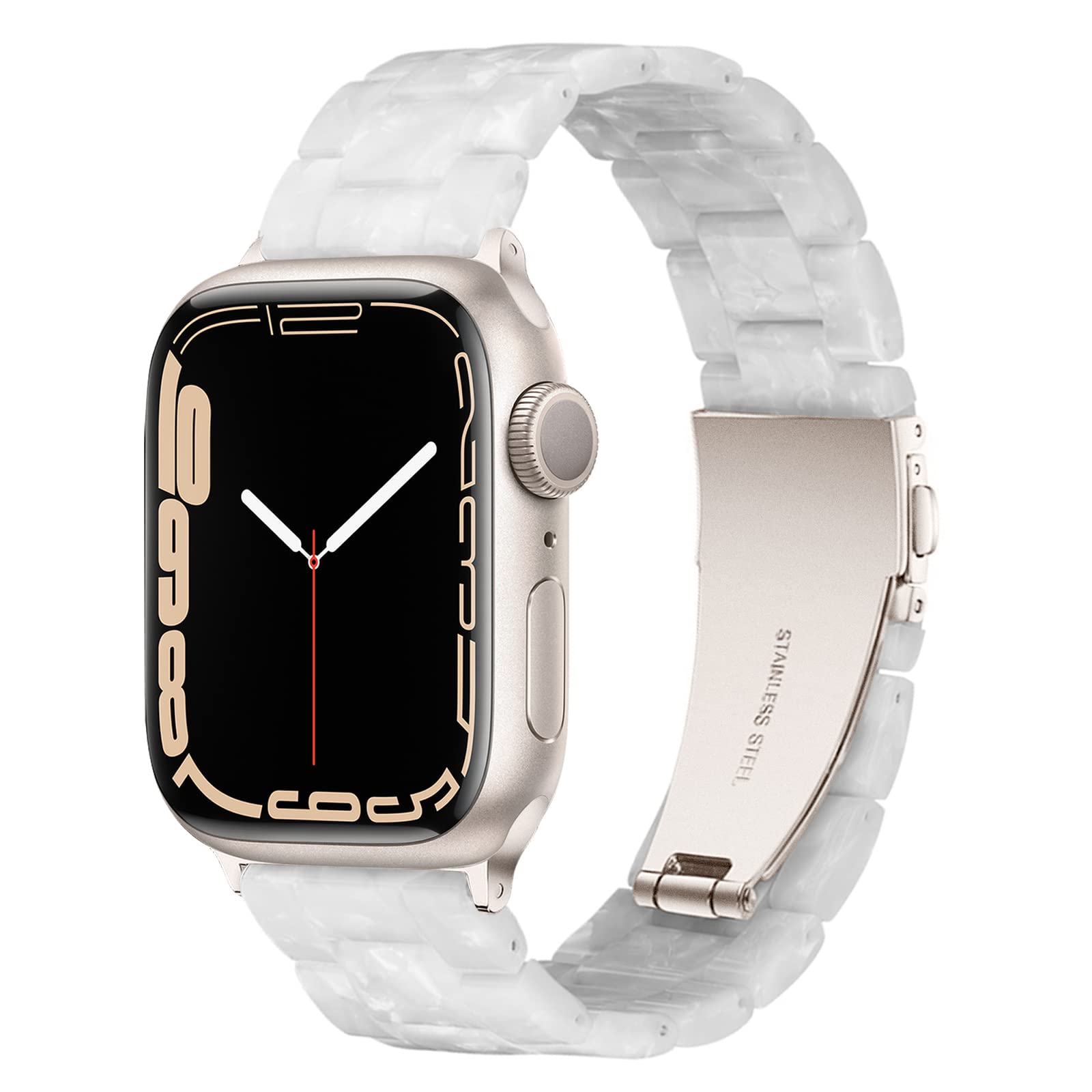 Light Apple Watch Band  Fashion Resin Apple Watch Series 10 9 8 Band Starlight Stainless Steel Buckle Apple Watch Bands Compatib
