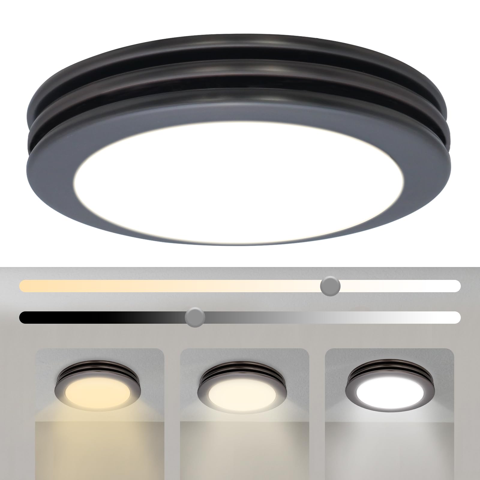 Akicon Round Bathroom Fan With Dimmable Led Light, 80 Cfm, 2 Sones, Acrylic Light Cover For Medium Bathrooms (Oil Rubbed Bronze)