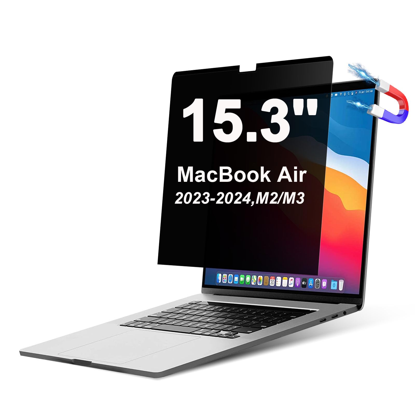 Ceydebne Magnetic Privacy Screen For Macbook Air 15.3 Inch (Released In 2023 2024) Anti Blue Light Protector Screen Filter (A294