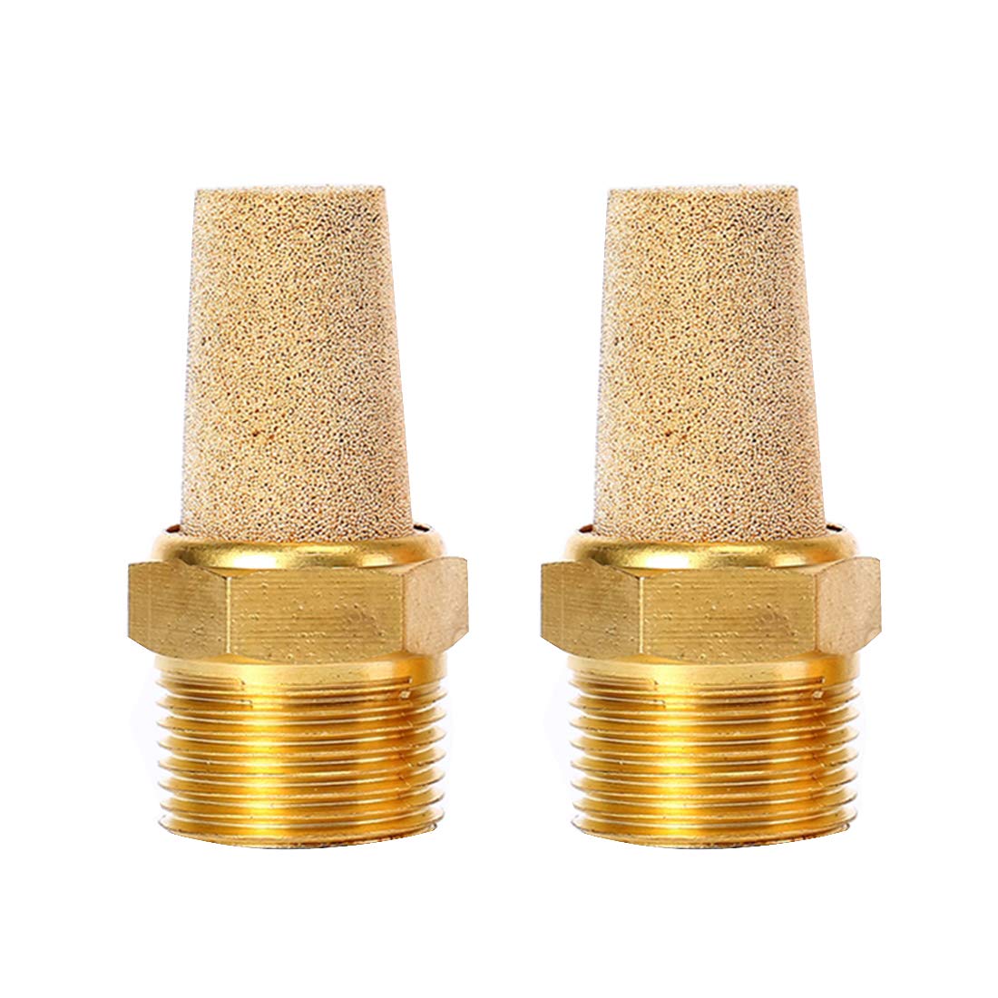 Quickun Air Pneumatic Mufflers, 3/8'' Male Thread Sintered Bronze Exhaust Muffler Silencer (Pack Of 2)