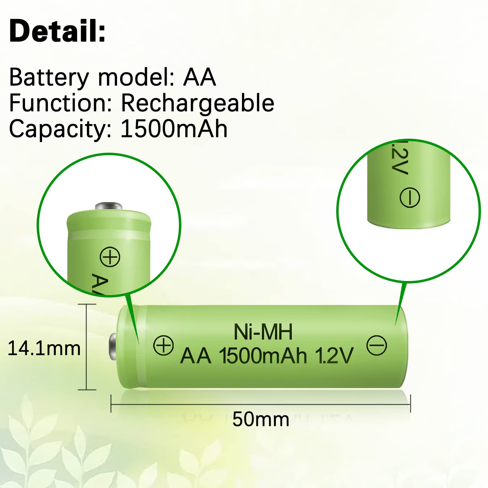 Genyestar Aa Rechargeable Batteries Nimh 1.2V Double A 1500Mah High Capacity Battery Low Self Discharge For Solar Lights Lantern