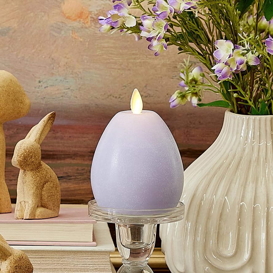 Luminara - Flameless Holiday Crystal Beads Glitter Sphere Candle - Lavender - Pack Of 1-4X4.25 - Auto Timer Built-In 5-Hour Time