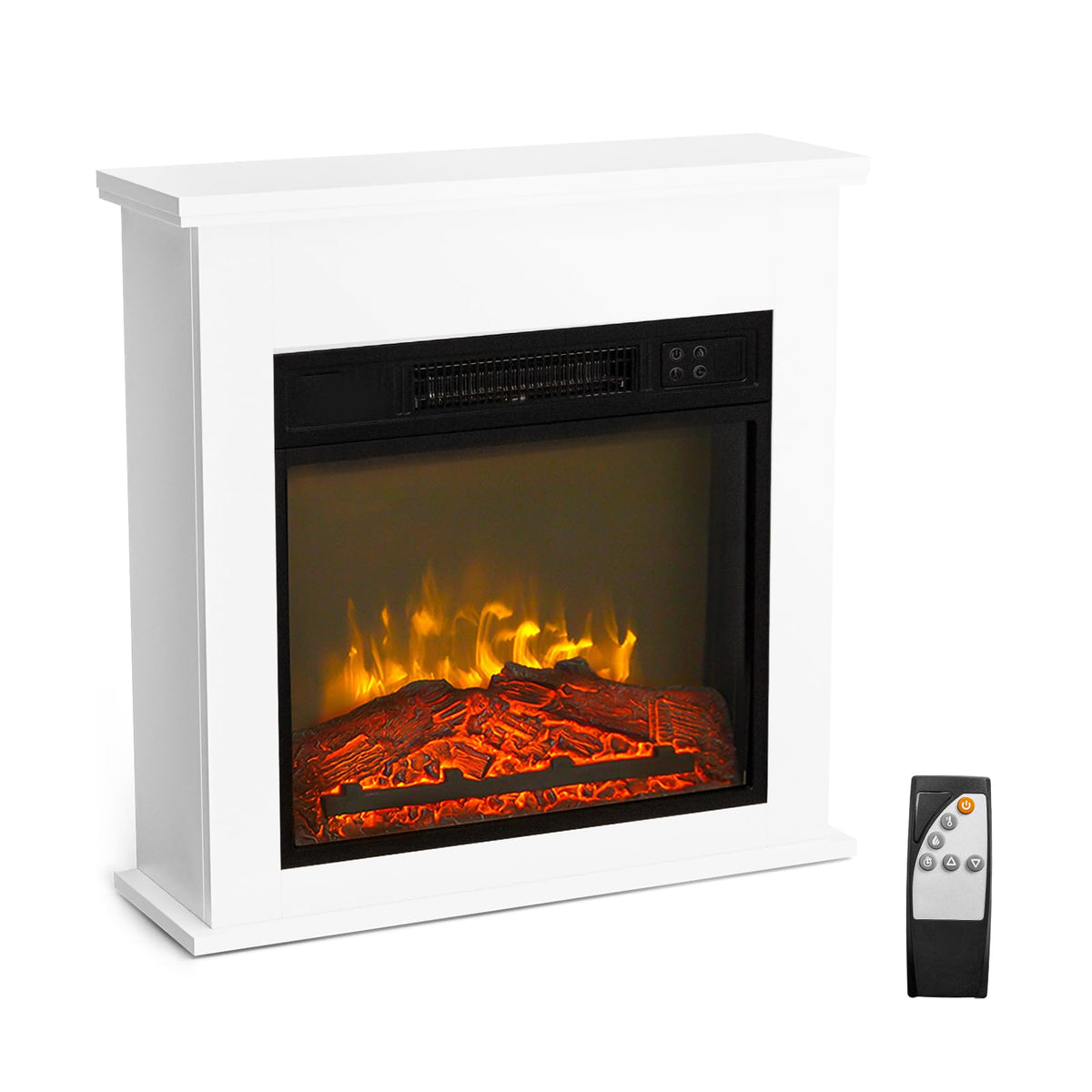 Rovsun 25'' Electric Fireplace With Mantel, Freestanding Heater With Remote, Timer, Realistic Flame & Adjustable Temperature For