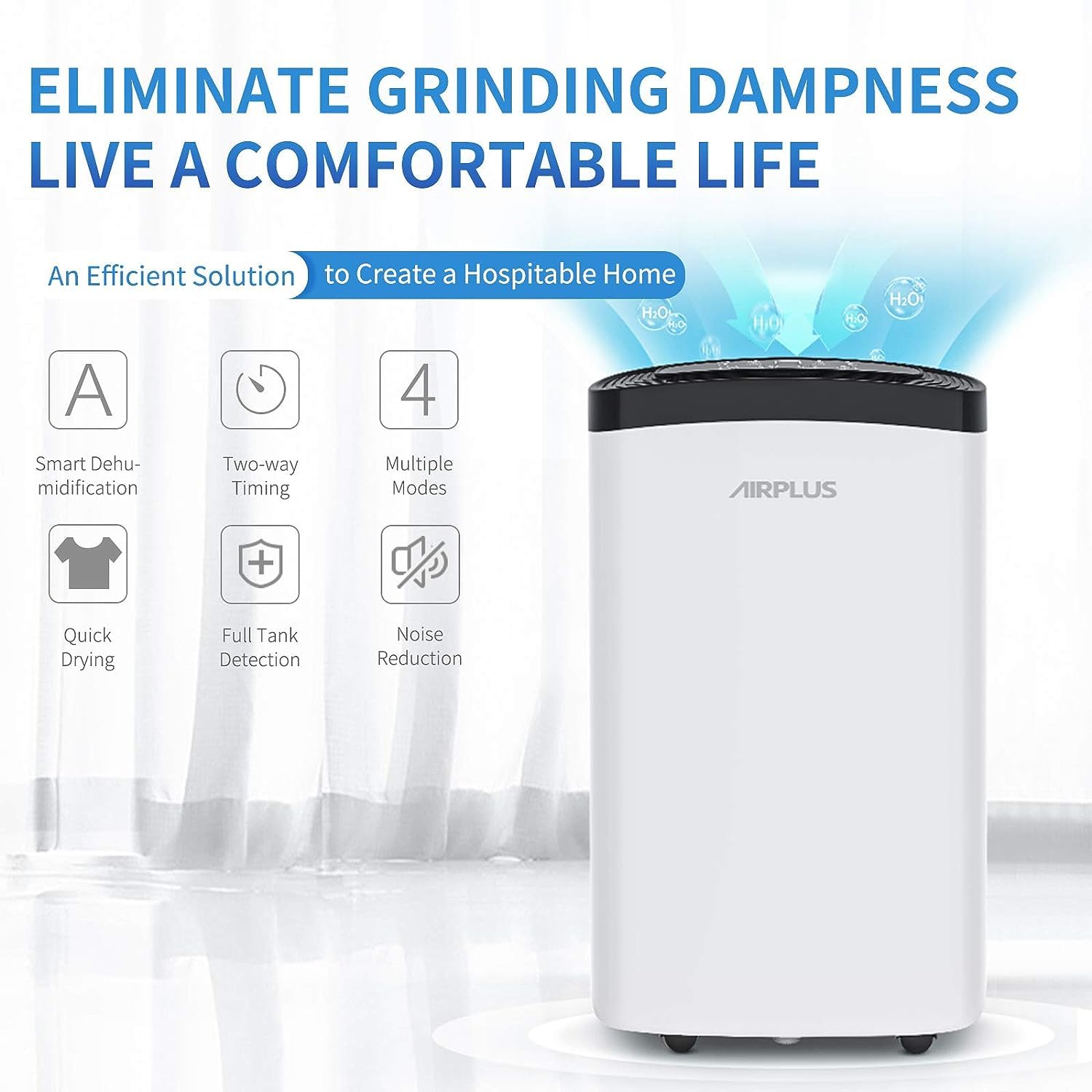 Airplus Dehumidifier For Basement, 1,500 Sq. Ft Powerful Dehumidifier For Home,Large Rooms, Bedrooms, Sufficient Capacity Water