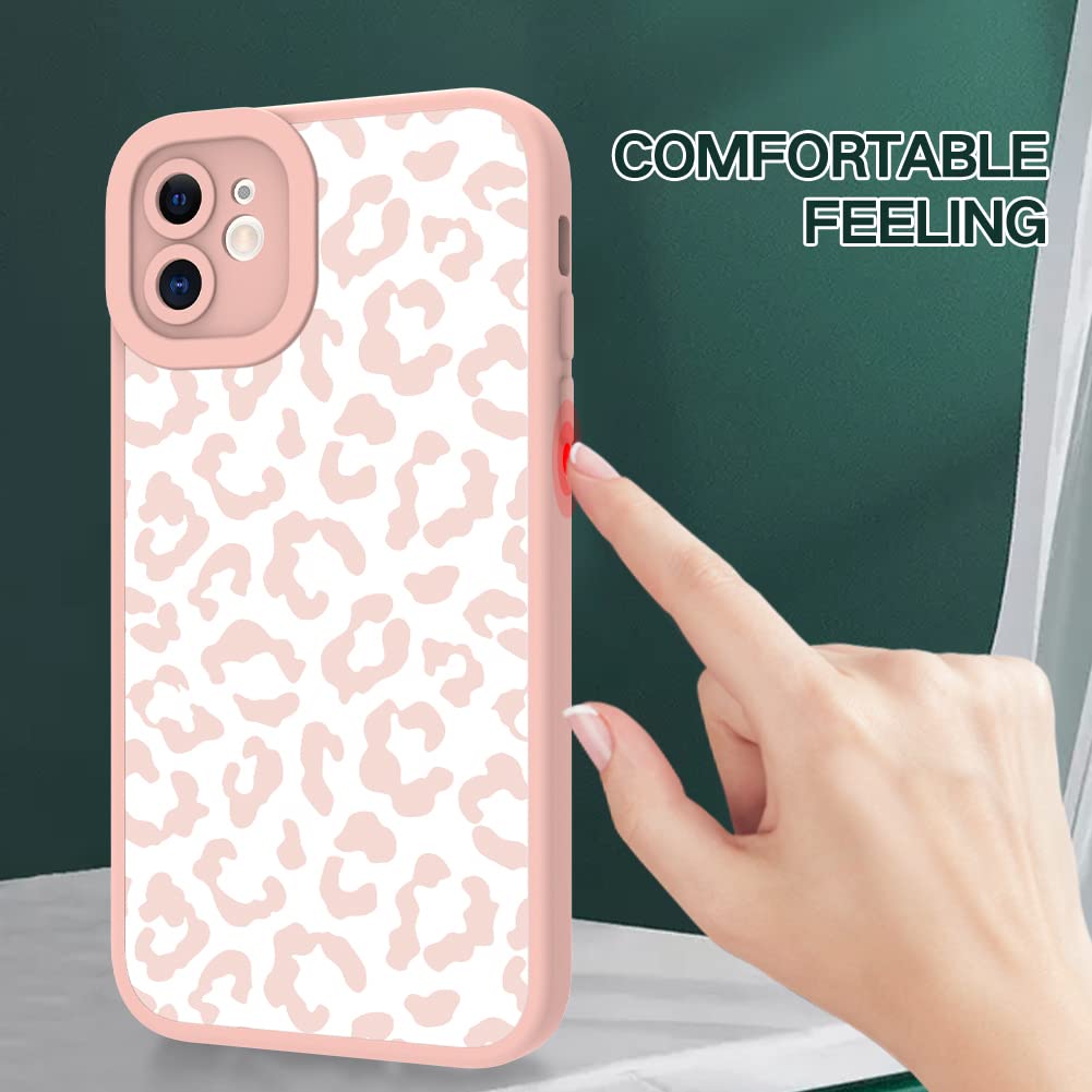 Ziye For Iphone 12 Case Pink Leopard Pattern Phone Case With Camera Protection,Tpu Silicone Rubber Protective Cover Cheetah Desi