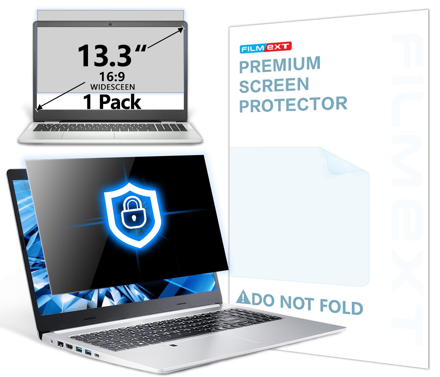 Filmext Laptop Privacy Screen 13.3'', Privacy Screen Filter For Laptop 13.3'' Asus/ 13.3'' Acer/13.3 Hp/Dell/Toshiba 16:9, Anti 