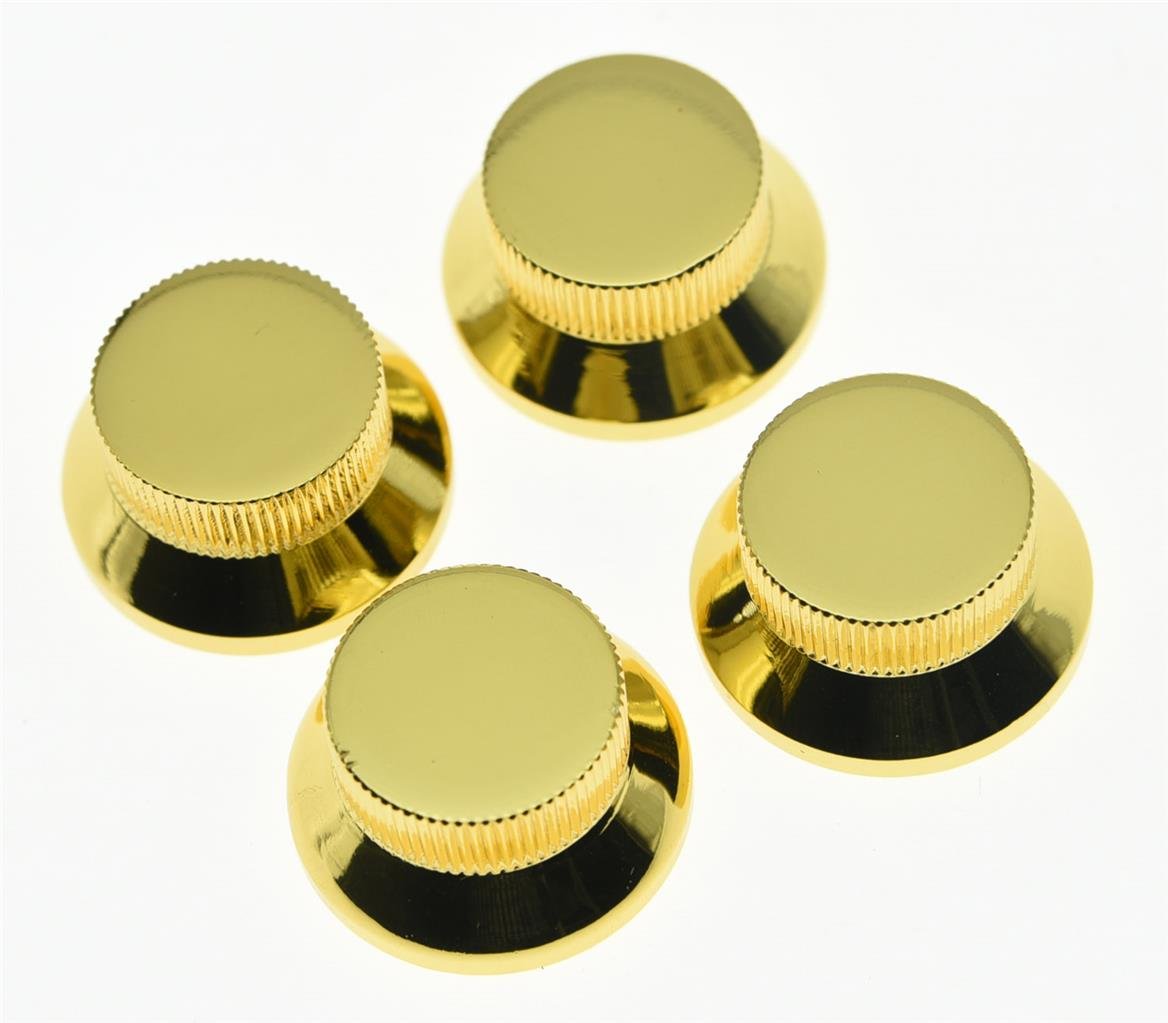 Kaish 4Pcs Gold Lp Metal Bell Knobs Push On Guitar Bass Top Hat Knob For 5.8Mm Split Shafts