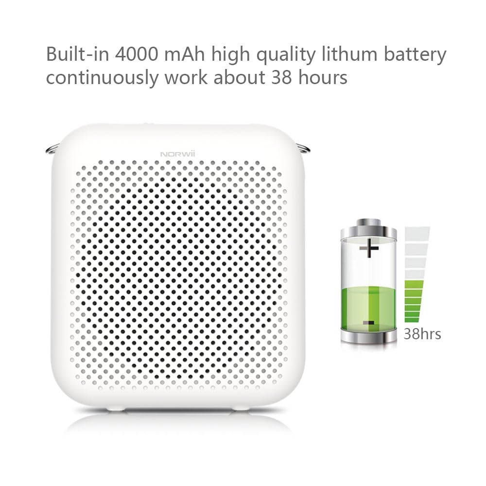Norwii Portable Voice Amplifier Mini Rechargeable With Wired Microphone Headset & Waistband, 4000Mah Personal Voice Amplifier Fo