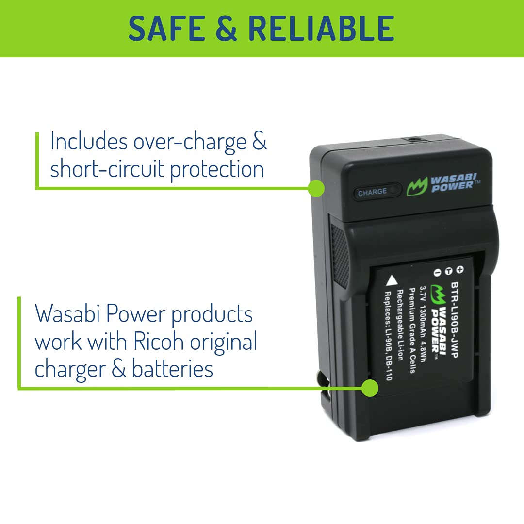 Wasabi Power DB-110 Camera Battery for Ricoh GR III GR IIIx G900 WG-6 Theta X