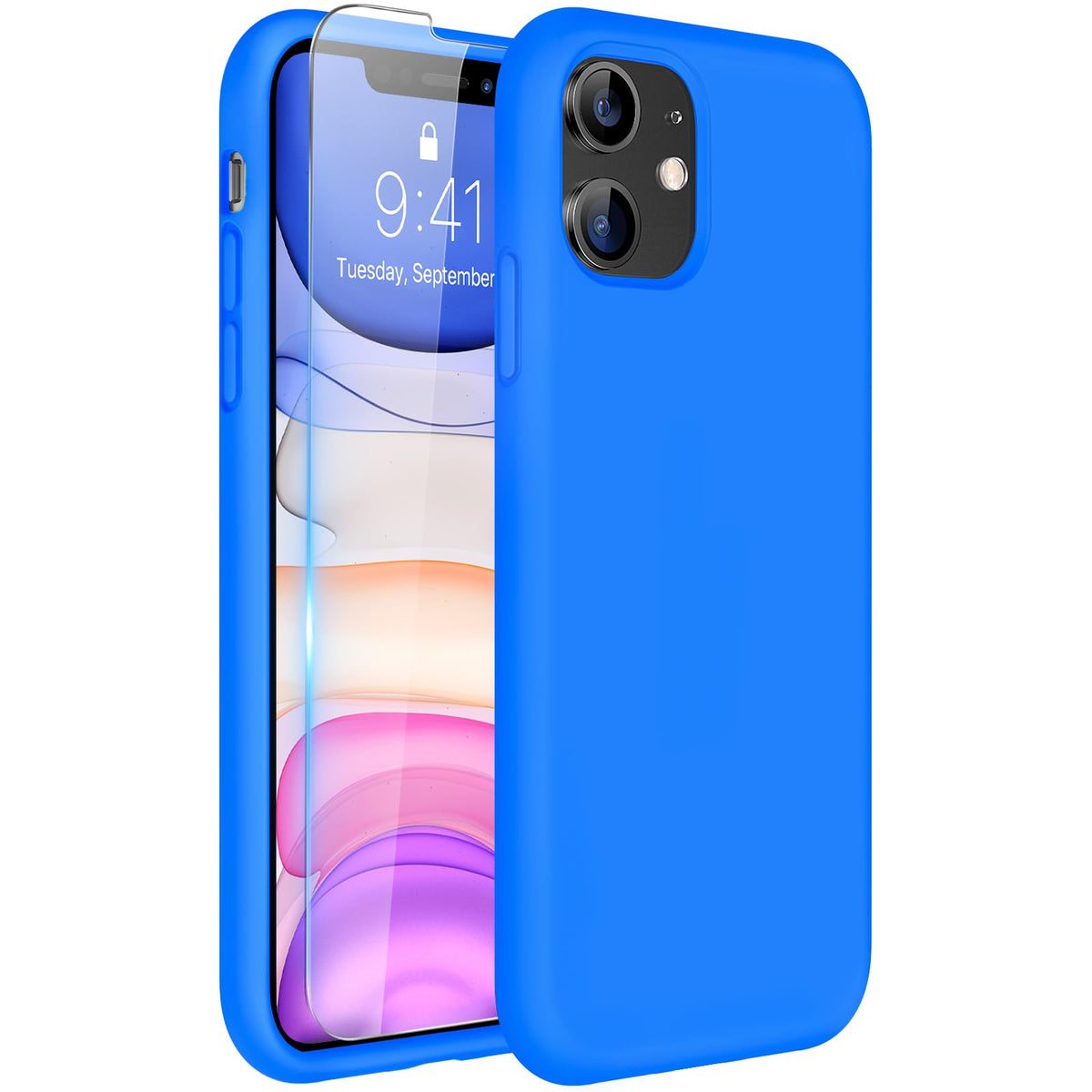 Miracase Designed For Iphone 11 Phone Case, With Screen Protector, Liquid Silicone Gel Rubber Full Body Drop Protection Shockpro