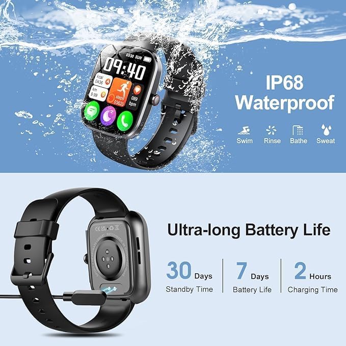 Smart Watch For Men Women, 1.91 '' Hd Smartwatch With Bluetooth Call (Answer/Make), Activity Fitness Tracker With Sleep Monitor,