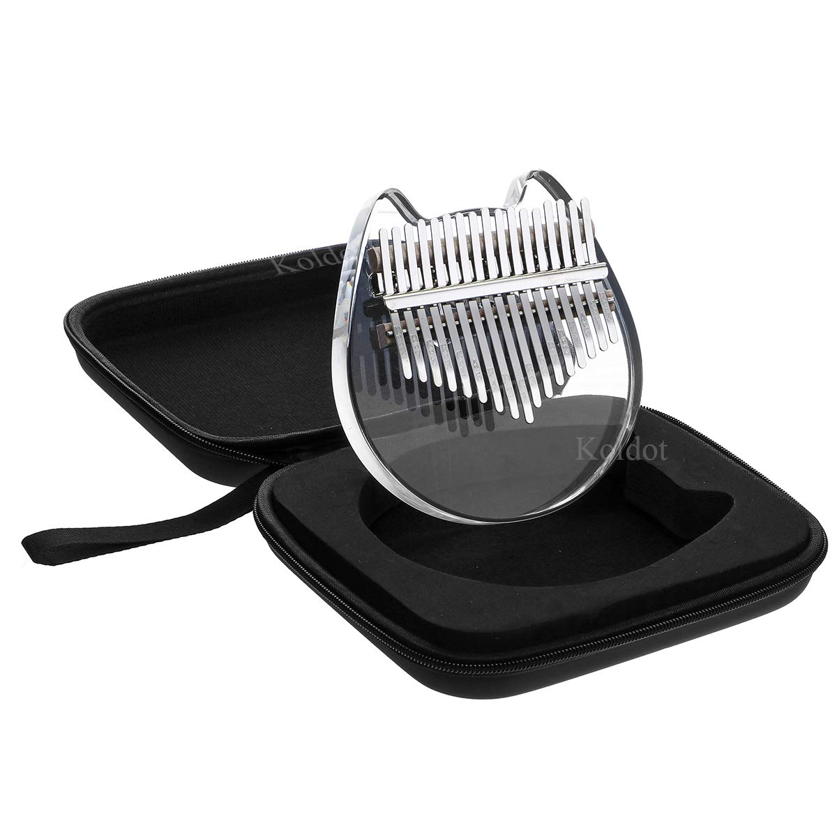 Koldot Clear Kalimba 17 Keys Engraved With Notes Cat Shaped Thumb Piano Solid Finger Piano Clear Body Cute Crystal Acrylic Kalim