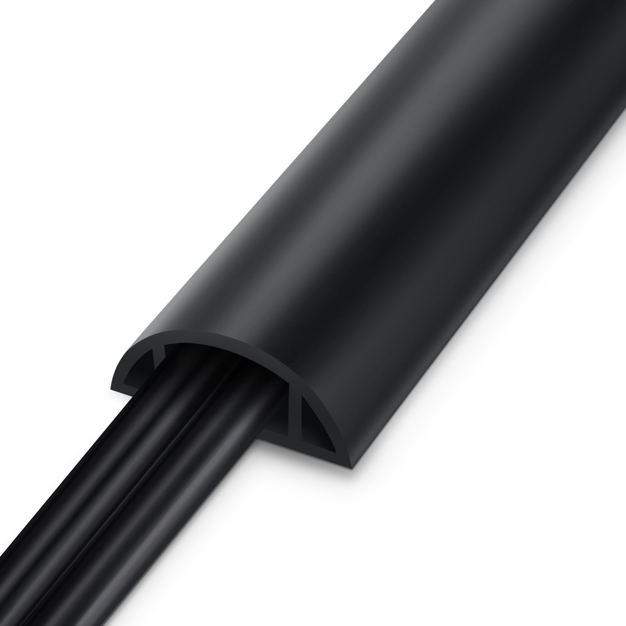 8.5Ft Cord Covers For Wires On Floor, Black Floor Cable Cover, Flexible Extension Cord Cover For Floor Cable Management, Wire Co