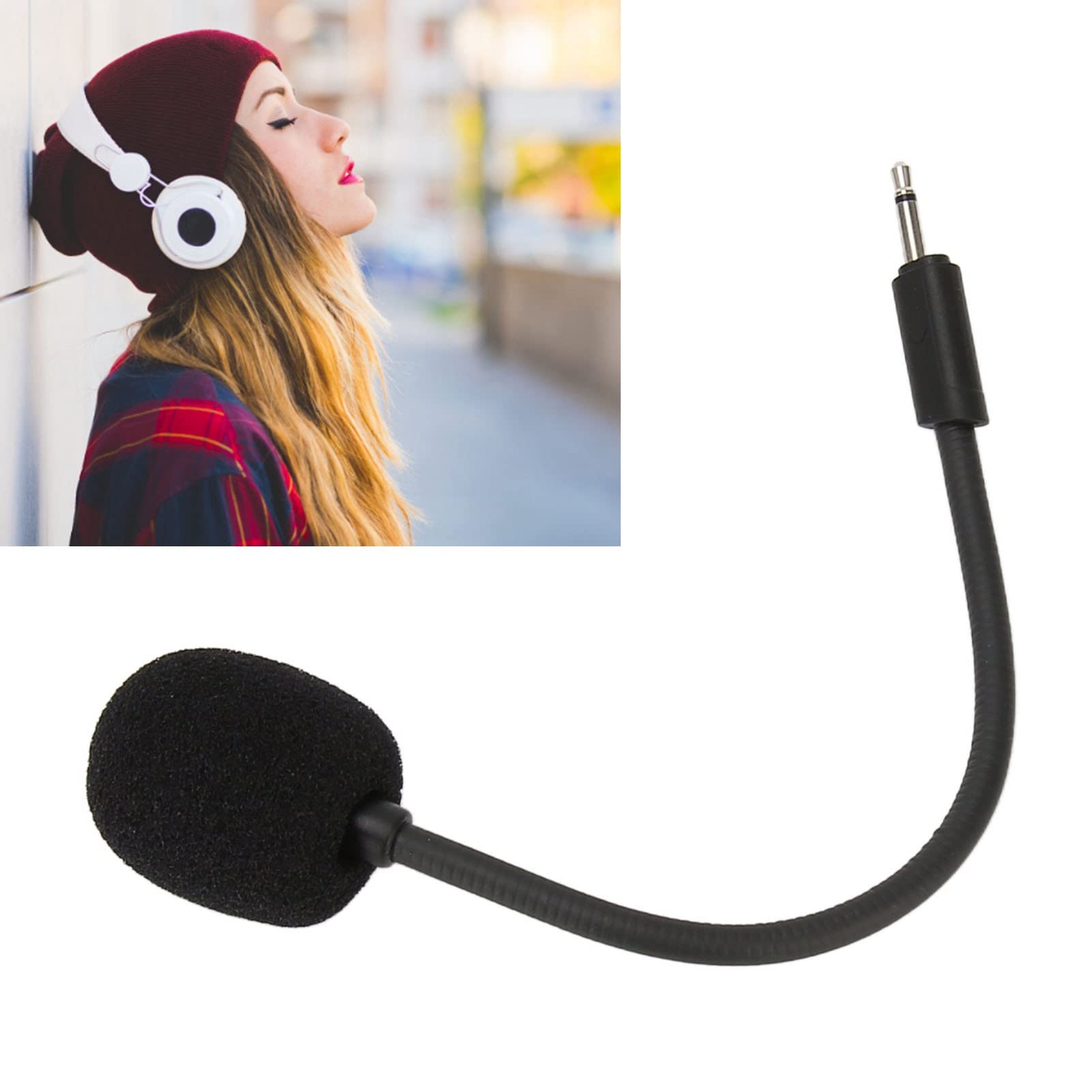 Yoidesu Game Mic Replacement For Jbl 100, Noise Cancelling Sponge Adjustable Microphone Arm, 2.5Mm Detachable Game Boom Microphone For Gaming Headsets