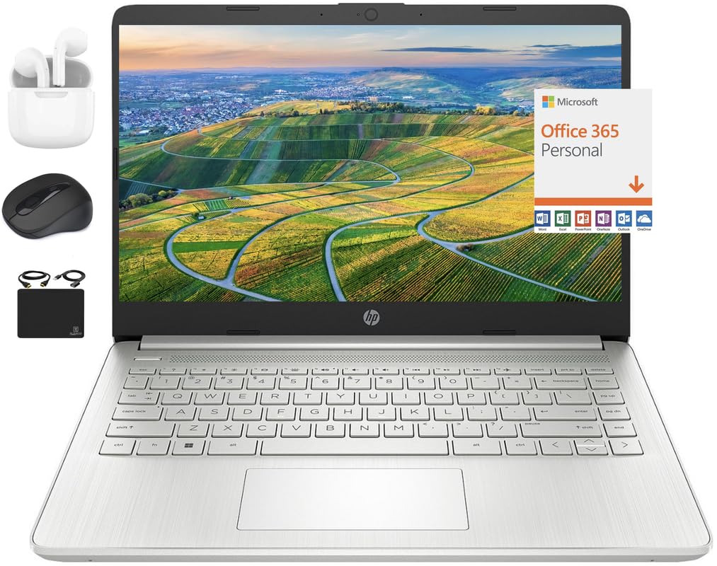 Hp New 14'' Hd Ultral Light Thin Laptop, Quad-Core Intel Celeron Processor, 4Gb Ram, 192Gb (128Gb Emmc+ 64Gb Card), Wi-Fi, Upto 