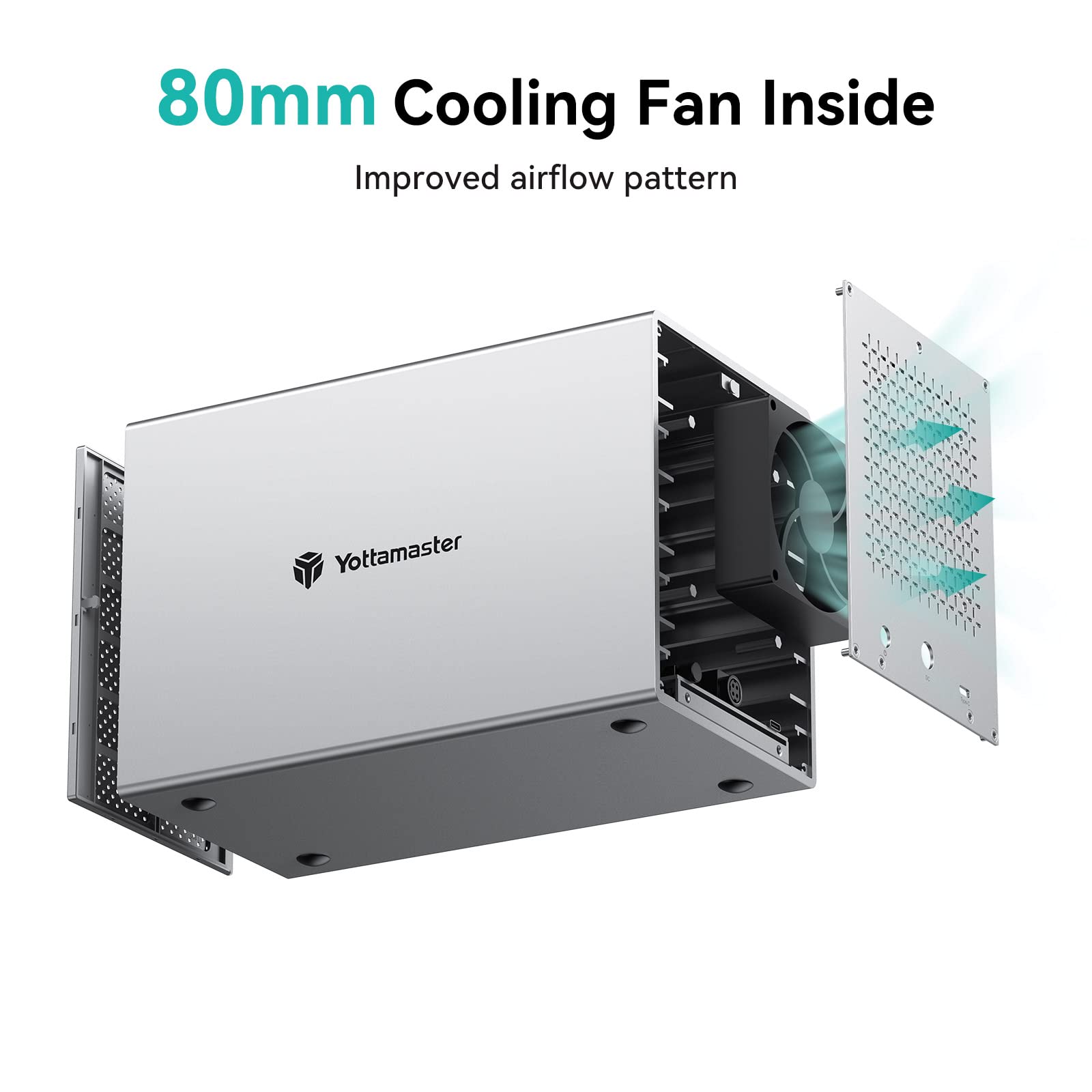 Yottamaster 5 Bay External Hard Drive Enclosure, Aluminum Usb C 3.5'' Hdd Enclosure For 3.5 & 2.5 Inch Sata Hdd/Ssd, Support 80T