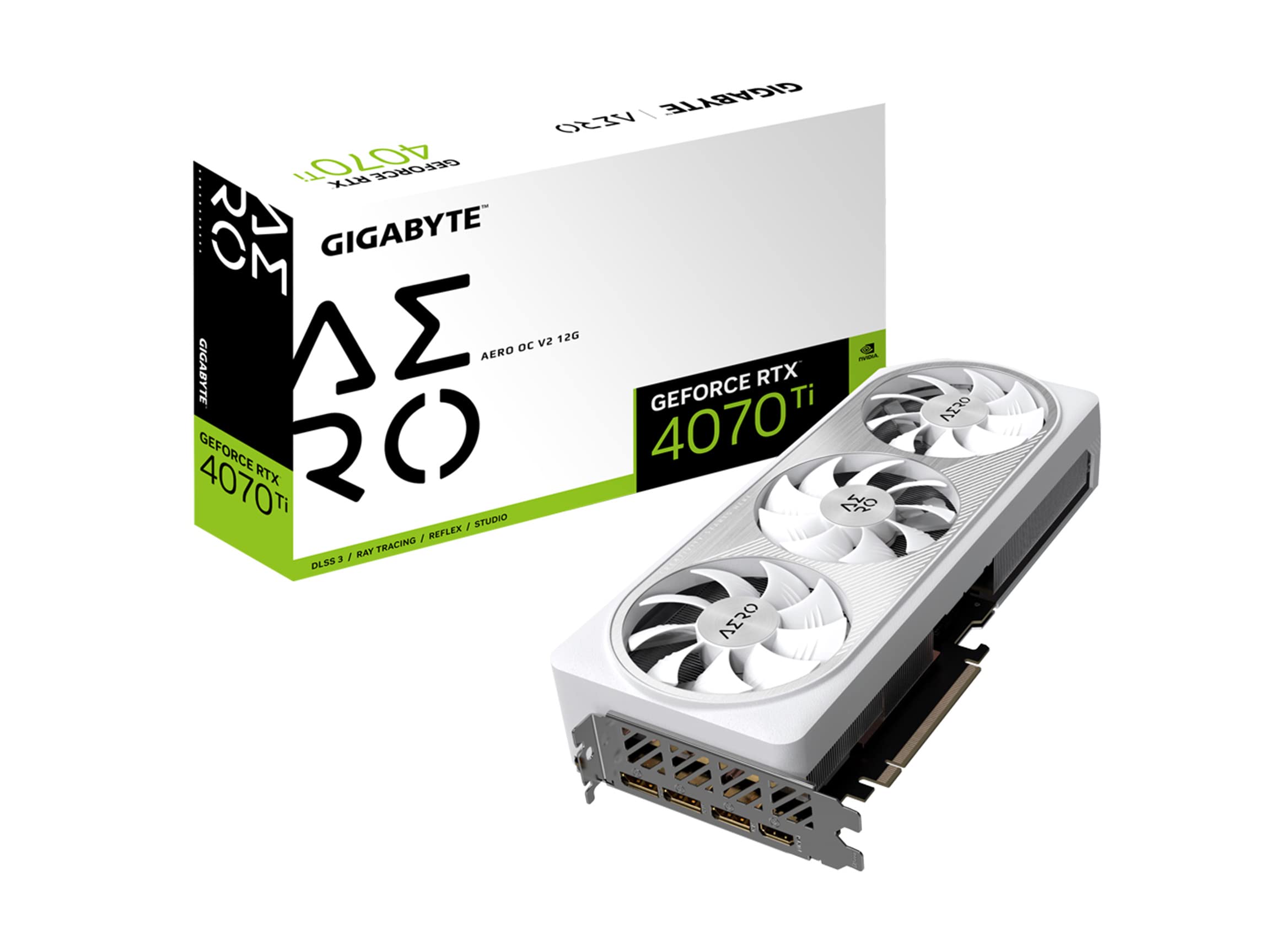 GIGABYTE GeForce RTX 4070 Ti AERO OC V2 12G Graphics Card, 3X WINDFORCE Fans, 12GB 192-bit GDDR6X, GV-N407TAERO OCV2-12GD Video 
