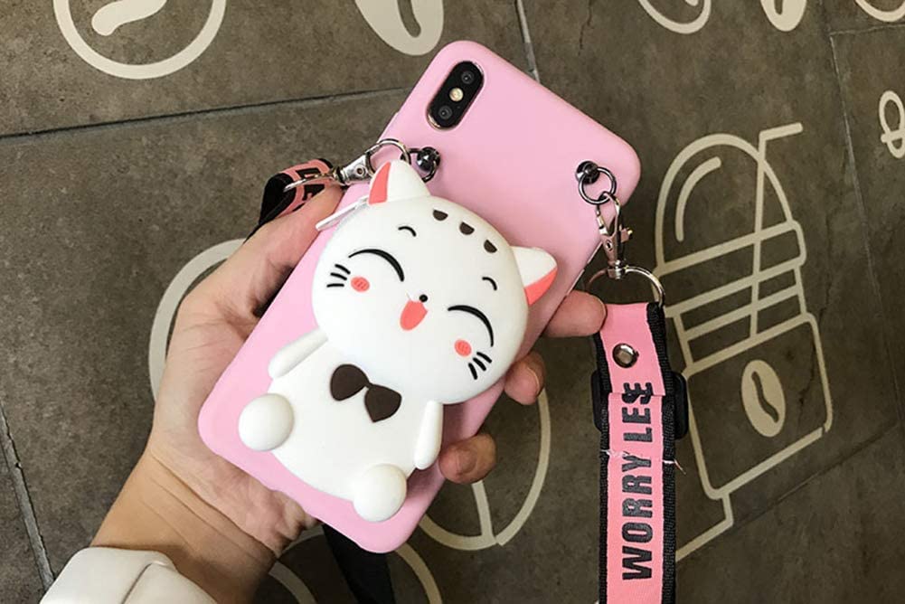 Sgvahy Wallet Case For Iphone 14 Pro Case Cute Iphone Case With Strap Lanyard Coin Purse Funny Phone Case Kawaii Soft Silicone S