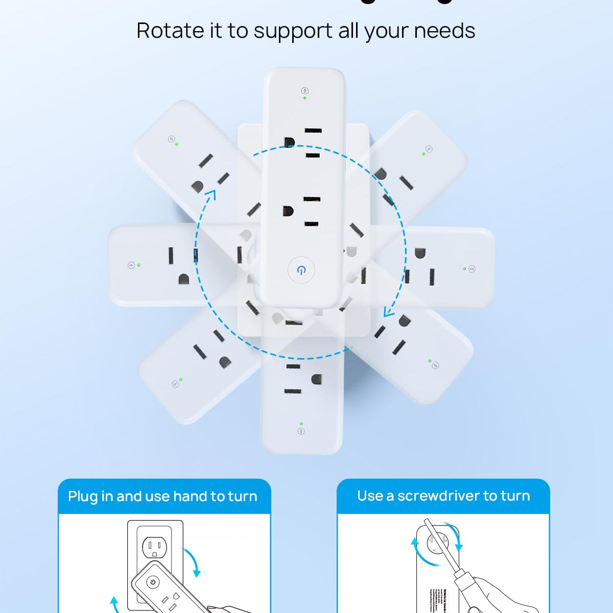 Trond Outlet Extender Surge Protector, 6 Ac Outlet Splitter With 360 ...