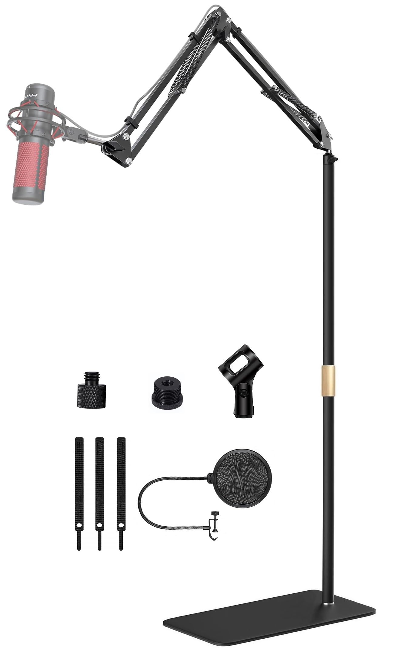 Microphone Floor Stand for Blue Yeti, Nano, Snowball, HyperX,Razer,Logitech USB and Condenser Mic,Adjustable Boom Arm Stand with