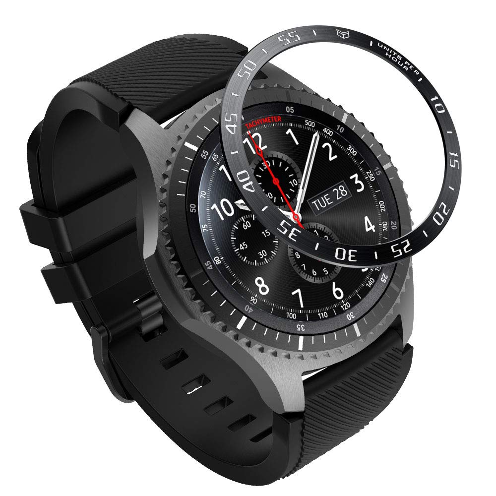 Moko Bezel Ring Compatible With Samsung Gear S3/Galaxy Watch 46Mm, Smart Watch Bezel Adhesive Cover Anti Scratch Stainless Steel