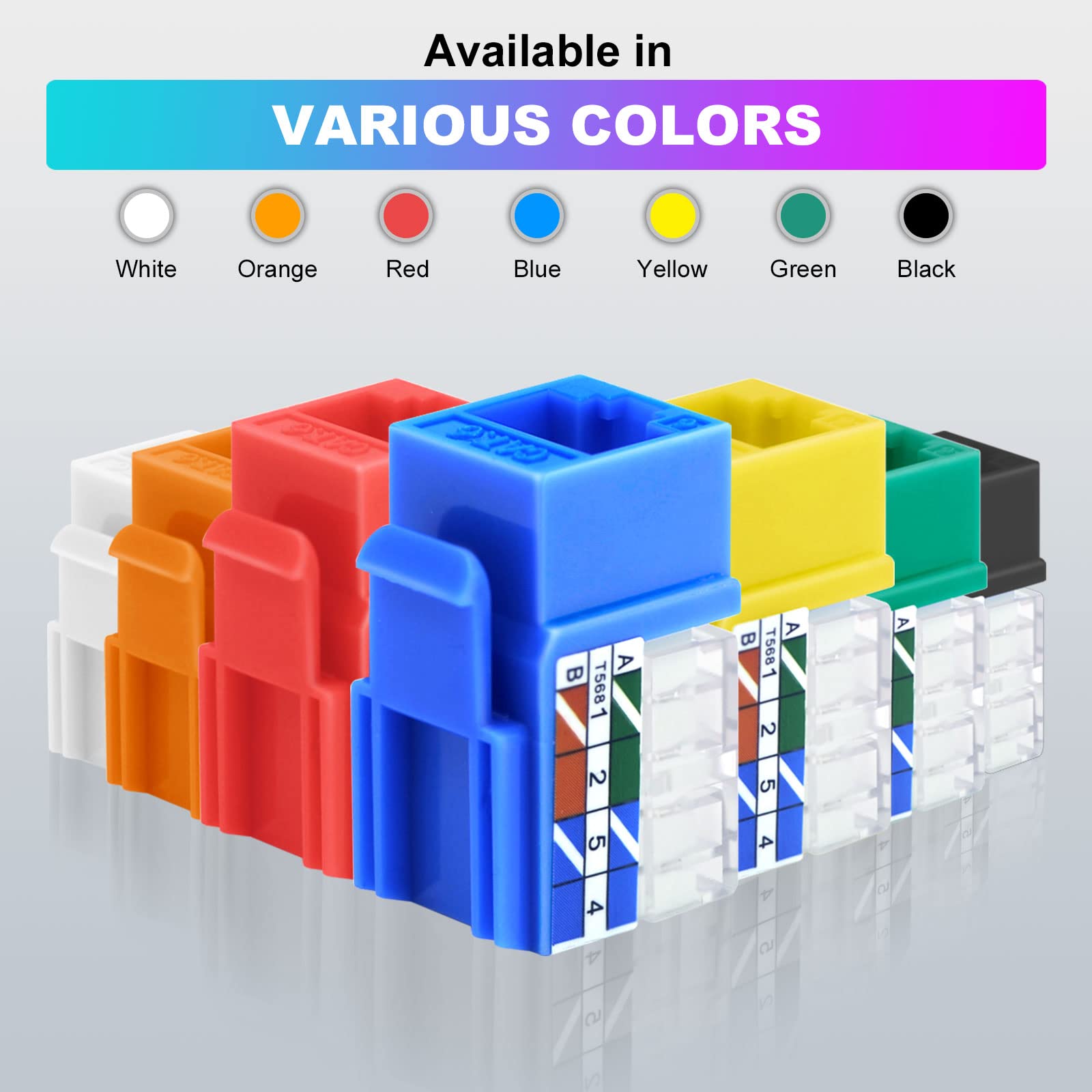 Vcelink Rj45 Cat6 Keystone Jacks Slim Profile Ul Listed 10 Pack, 90 Degree Ethernet Punch Down Keystone Jack Adapter In Green