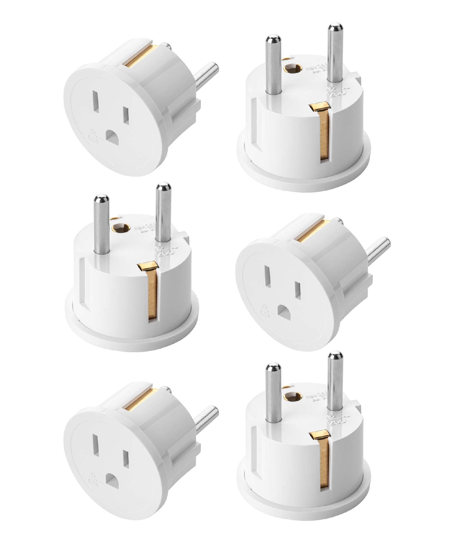 Bates  European Travel Plug Adapter, 6 Pack, Type E/F, European Plug Adapter, Us To Europe Plug Adapter, Adapter For Europe Plug