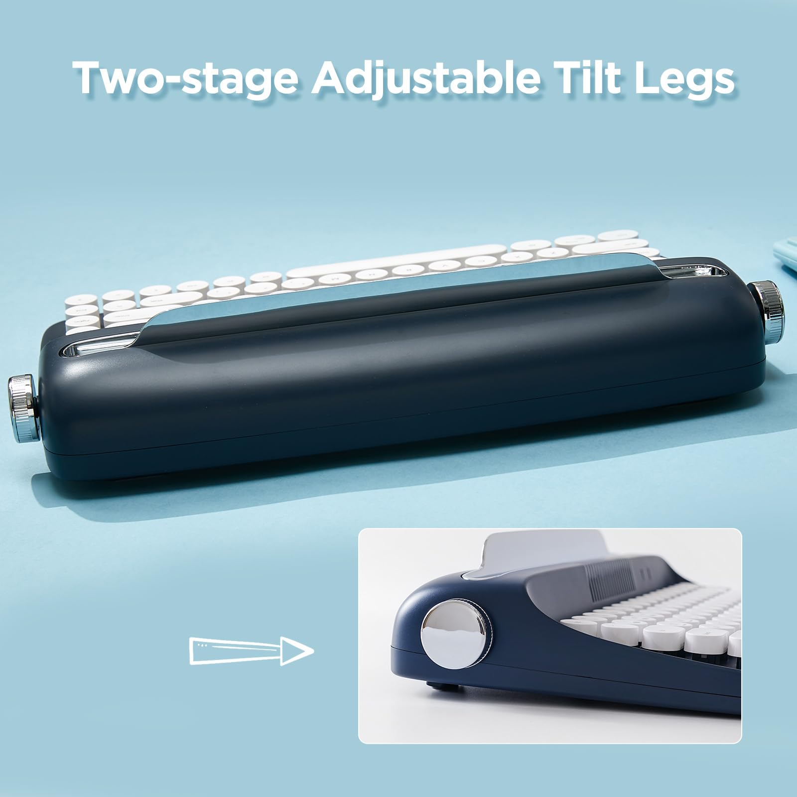 Yunzii Actto B303 Wireless Typewriter Keyboard, Bluetooth Connection, Cute Retro Aesthetic Design With Integrated Stand For Tabl