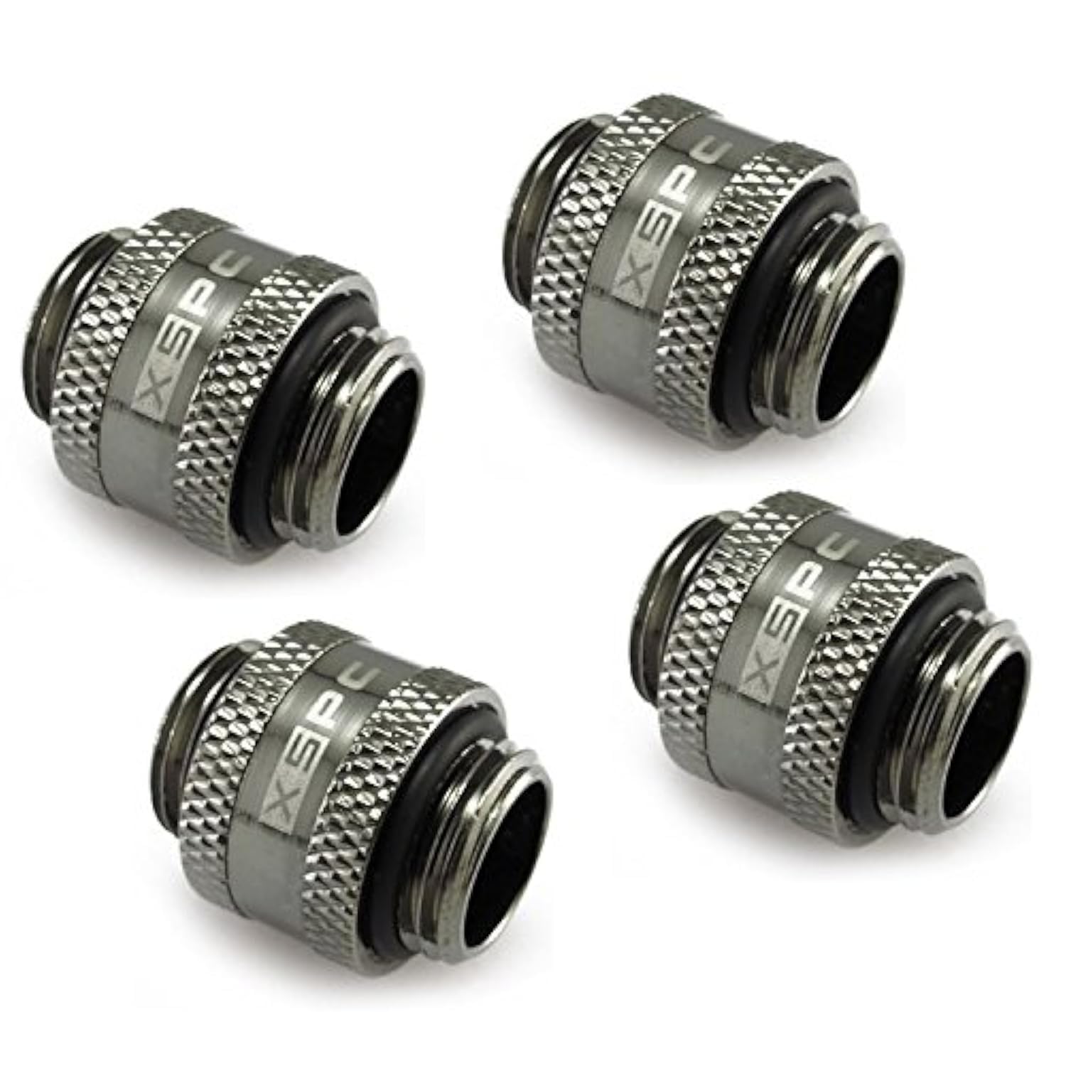 Xspc G1/4inch Male To Male Rotary Fitting, Black Chrome, 4Pack