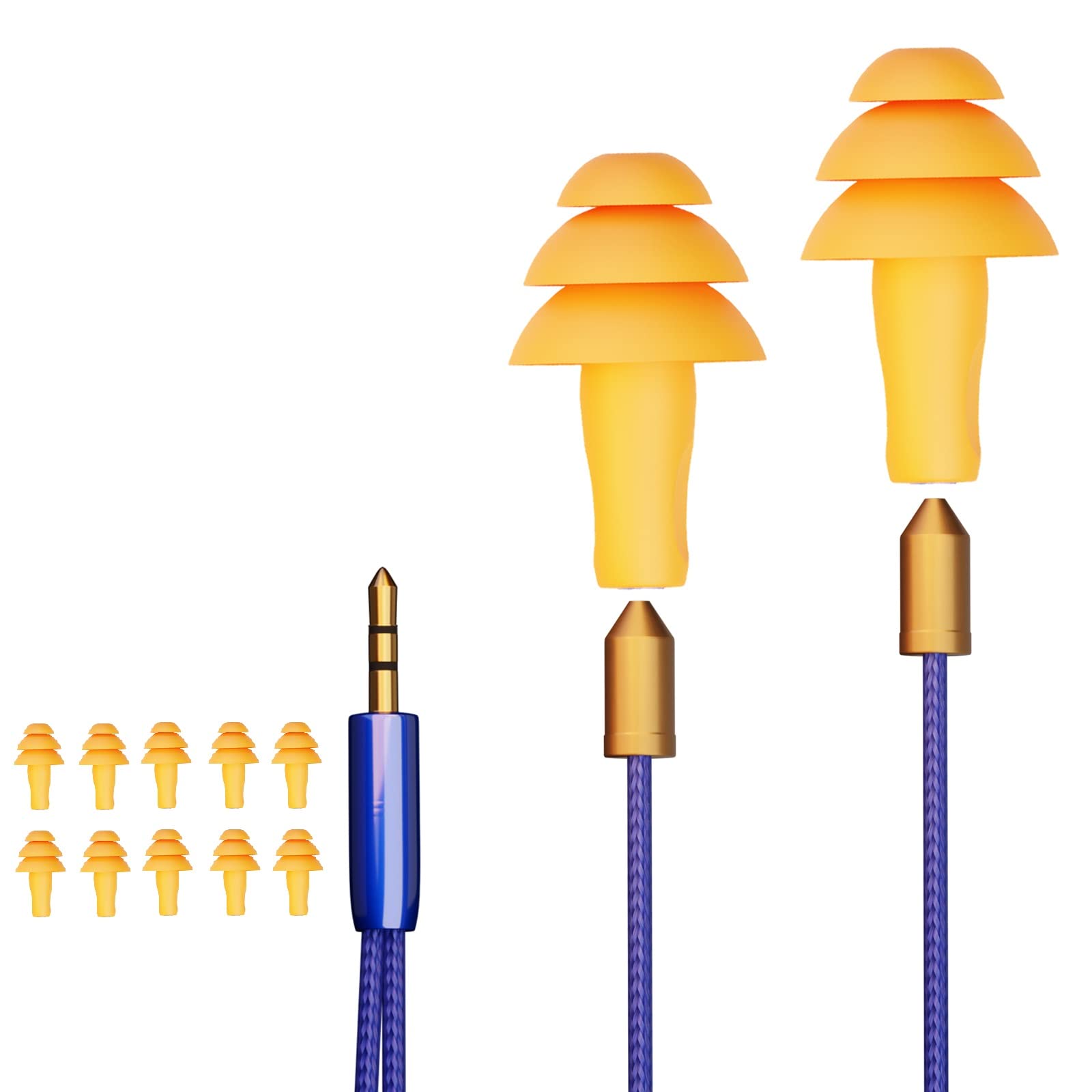 Work Earbuds Headphones, Cuzabe 10 Replacement Earbuds Wired in Ear Headphones for Work, Noise Cancelling Ear Plugs Earphones for Noise Reduction Motorcycle Riding Construction Work -Like New