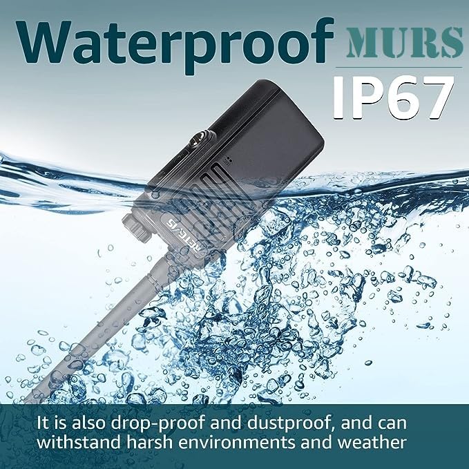 Retevis Rt47V Murs Radios, 2 Way Radios With Shoulder Mic, Ip67 Waterproof Walkie Talkies, Rechargeable, For Boating, Fishing,Su