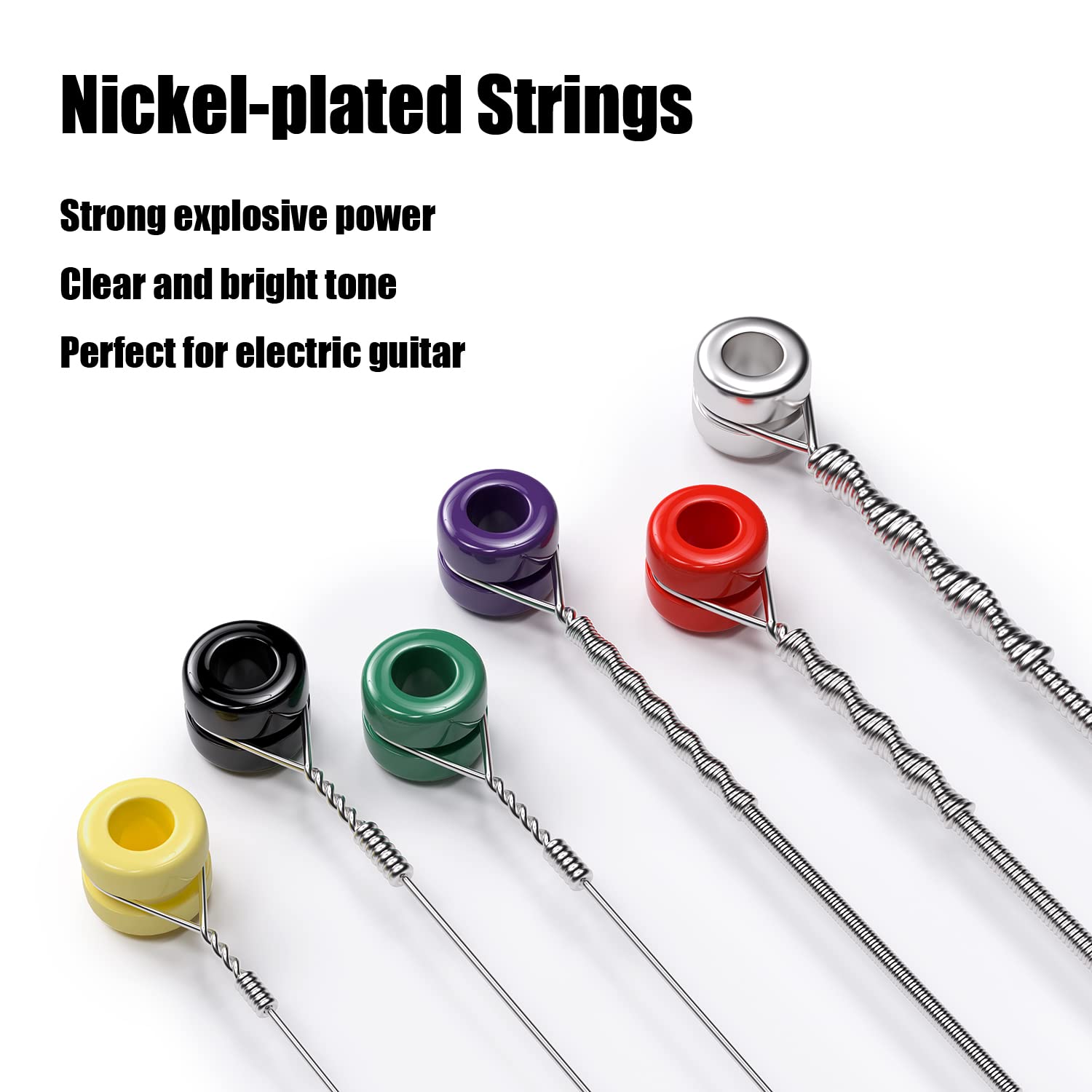 Muscell Electric Guitar Strings Handmade Nickel Plated Hex Core Steel Colorful Ball End 3 Packs 6 String Medium 11 52