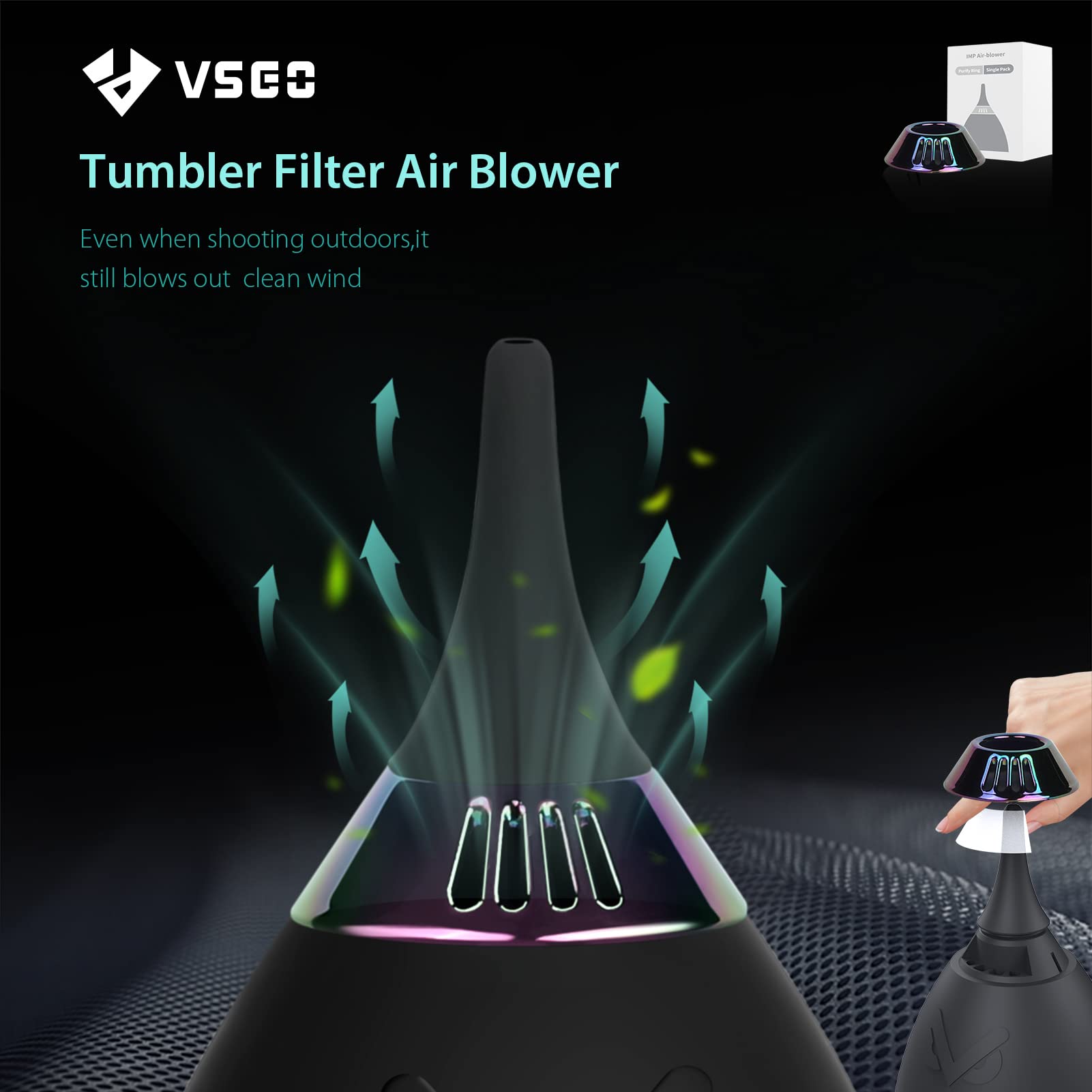 VSGO Camera Air Blower with Filter Tumbler Design V-B013E Silicone Black