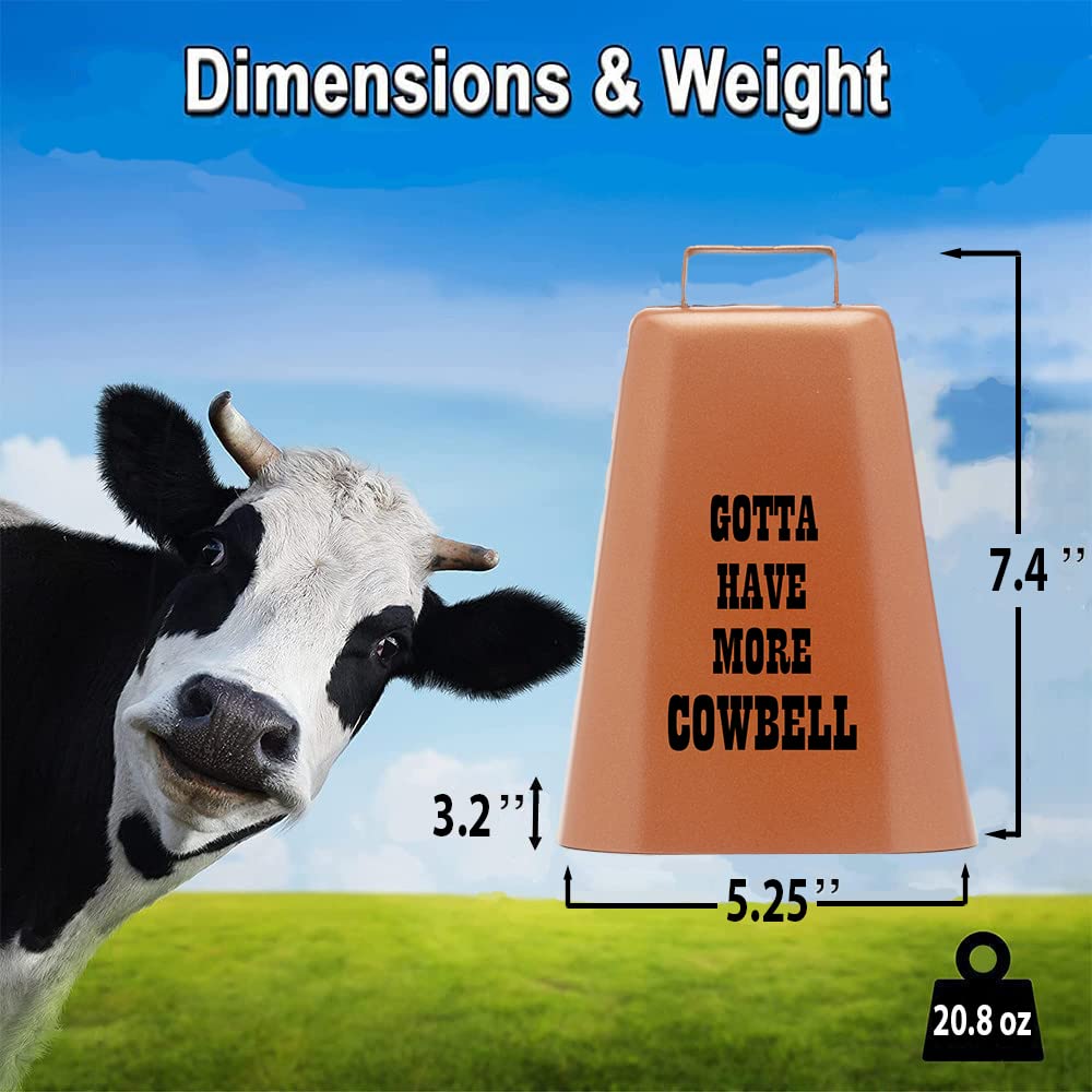 Bevin Bells Gotta Have More Cowbell (Xl) | Kentucky Cow Bell W/Copper Color | Made From Steel | Loud Noise Makers W/Handle |