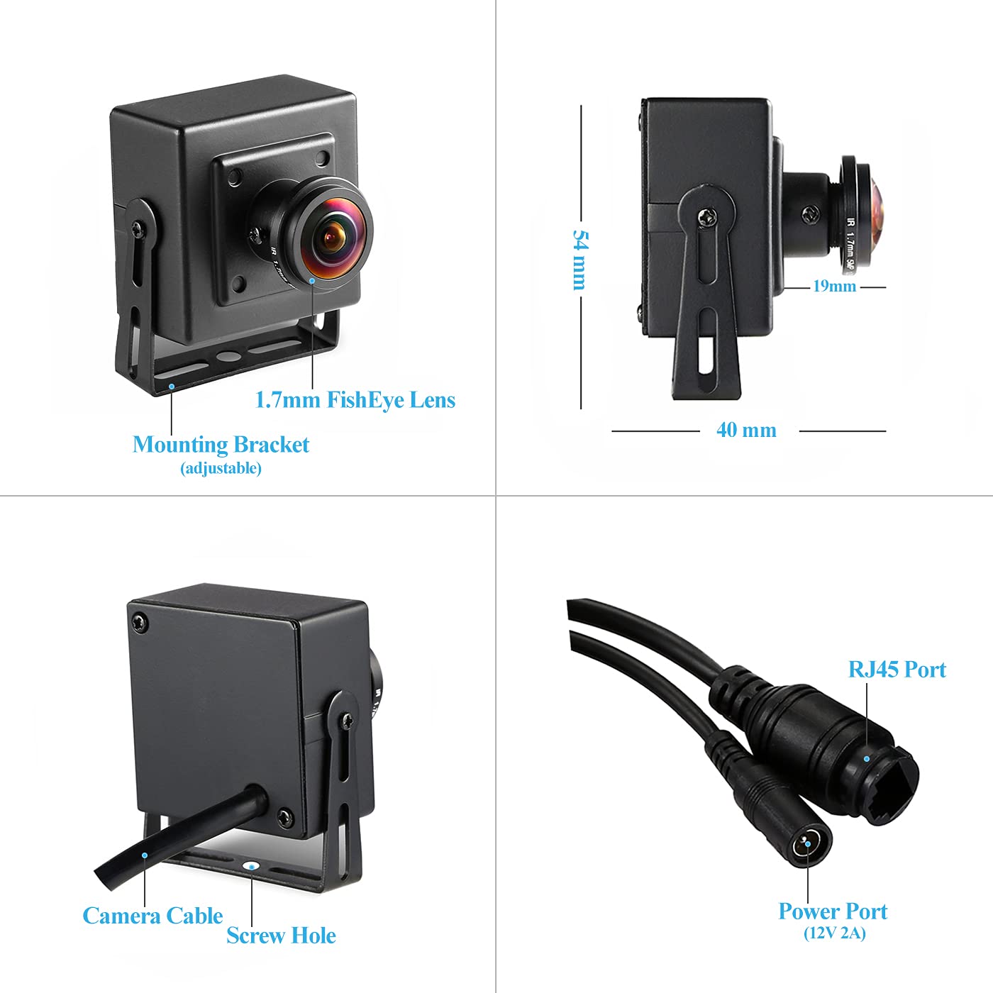 Revotech Hd 3Mp Mini Fisheye Security Ip Camera, 1.7Mm Lens Indoor Camera 170 Degree Wide Angle P2P Remote View Cctv Video Cam H.265 (I706 3 Black)