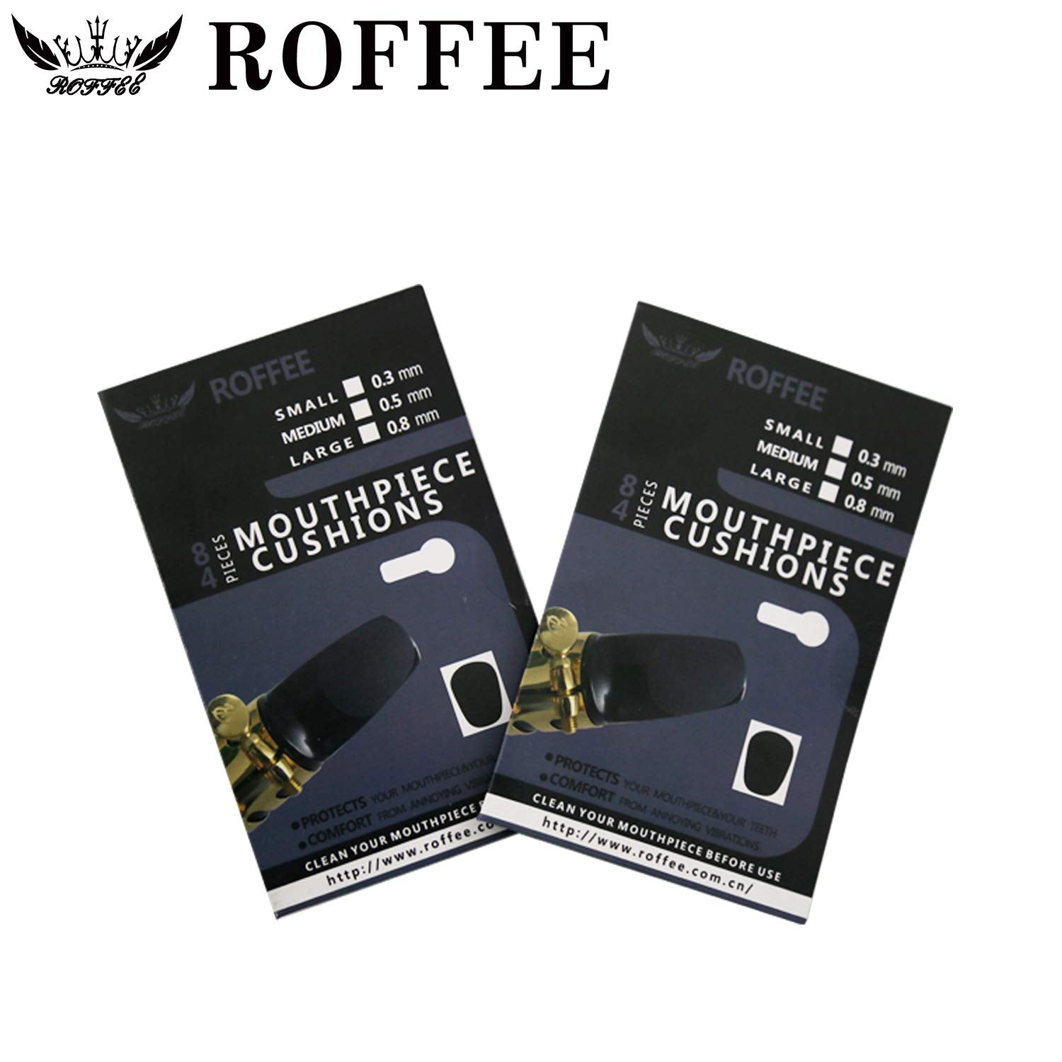 Roffee Clarinet/Soprano Saxophone Mouthpiece Cushions Patches Pads,2 Packs 0.8Mm (8 Pcs Black&8 Pcs Clear)