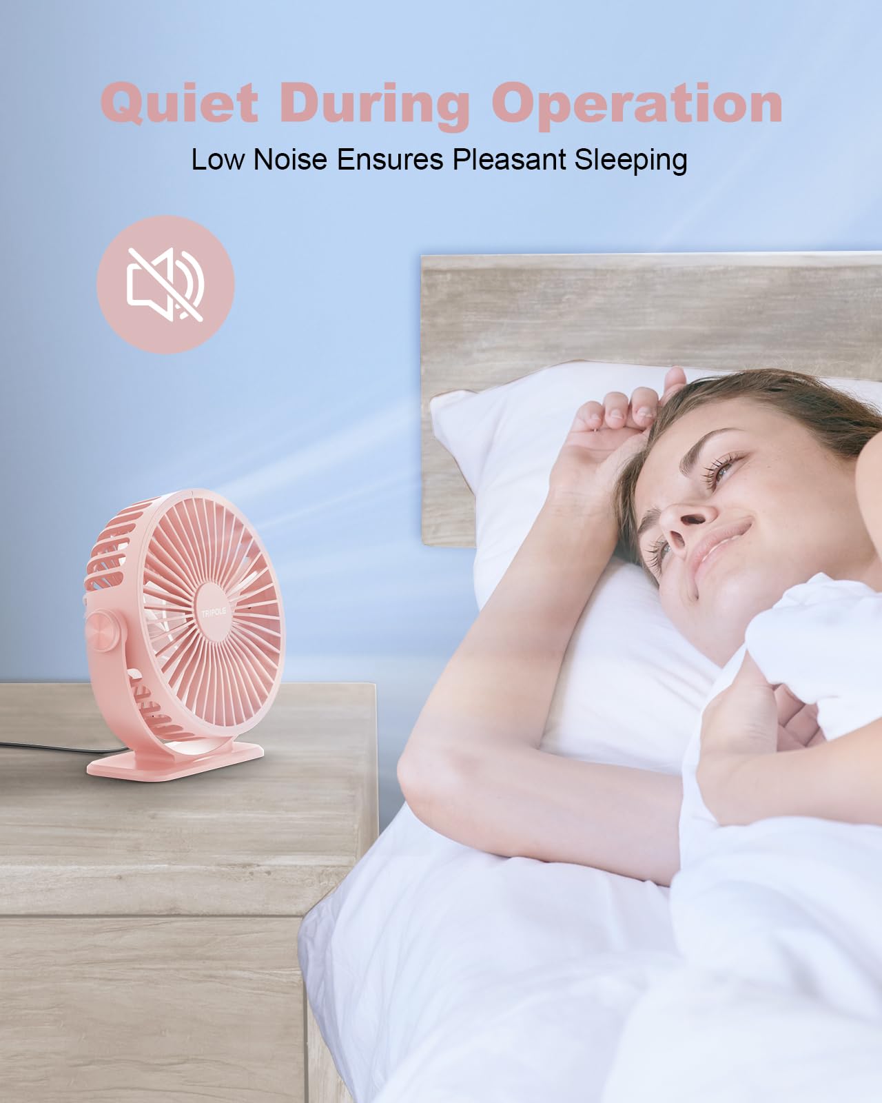 Tripole Usb Desk Fan Mini Portable Personal Fan, 3 Speeds Adjustable Strong Breeze Small Electric Fan, 360 Rotation Quiet Plug I