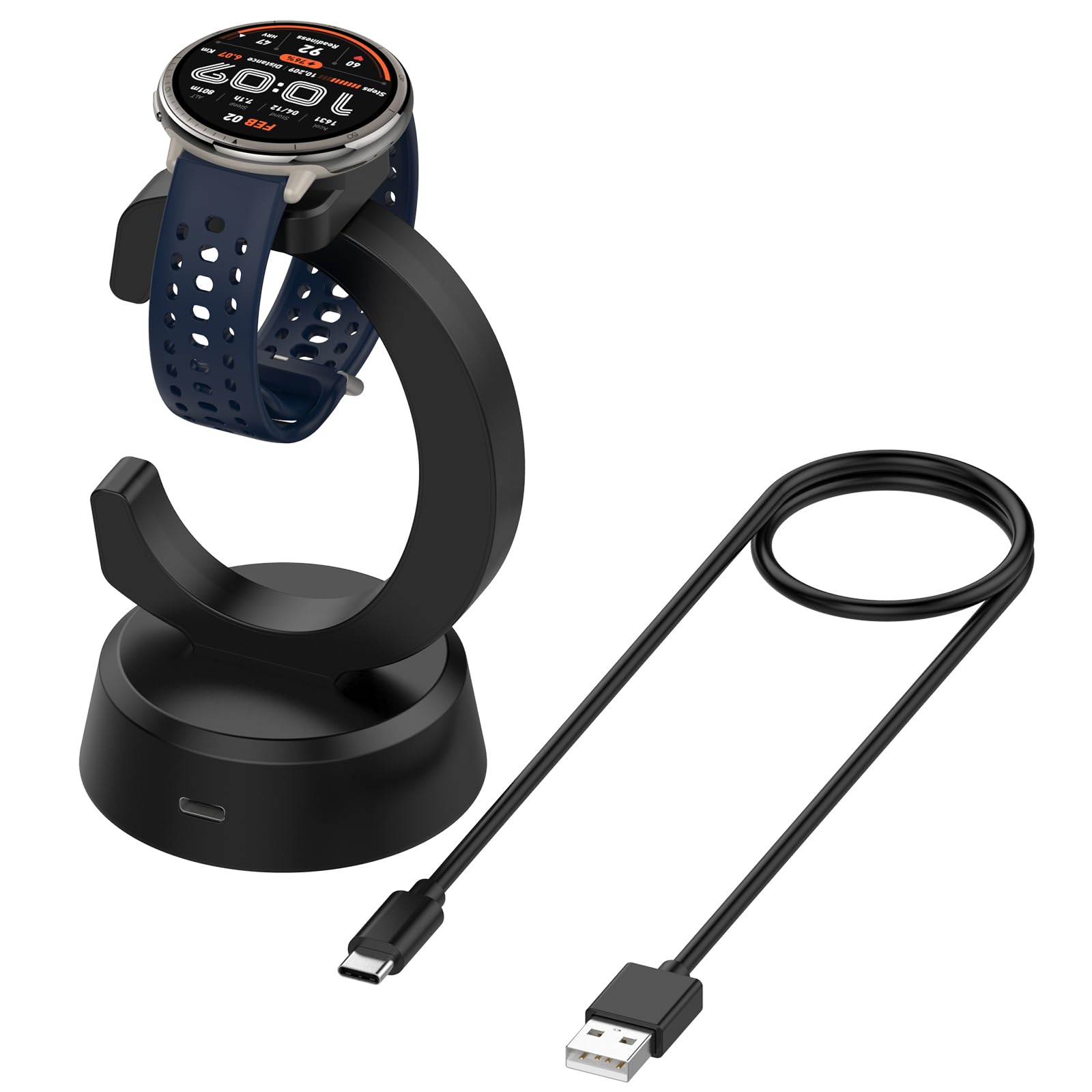 Charger Dock For Amazfit Bip 6/Active 2/Active 2 Square, Charger Replacement Upgraded Magnetic Watch Charging Stand With Usb-C C