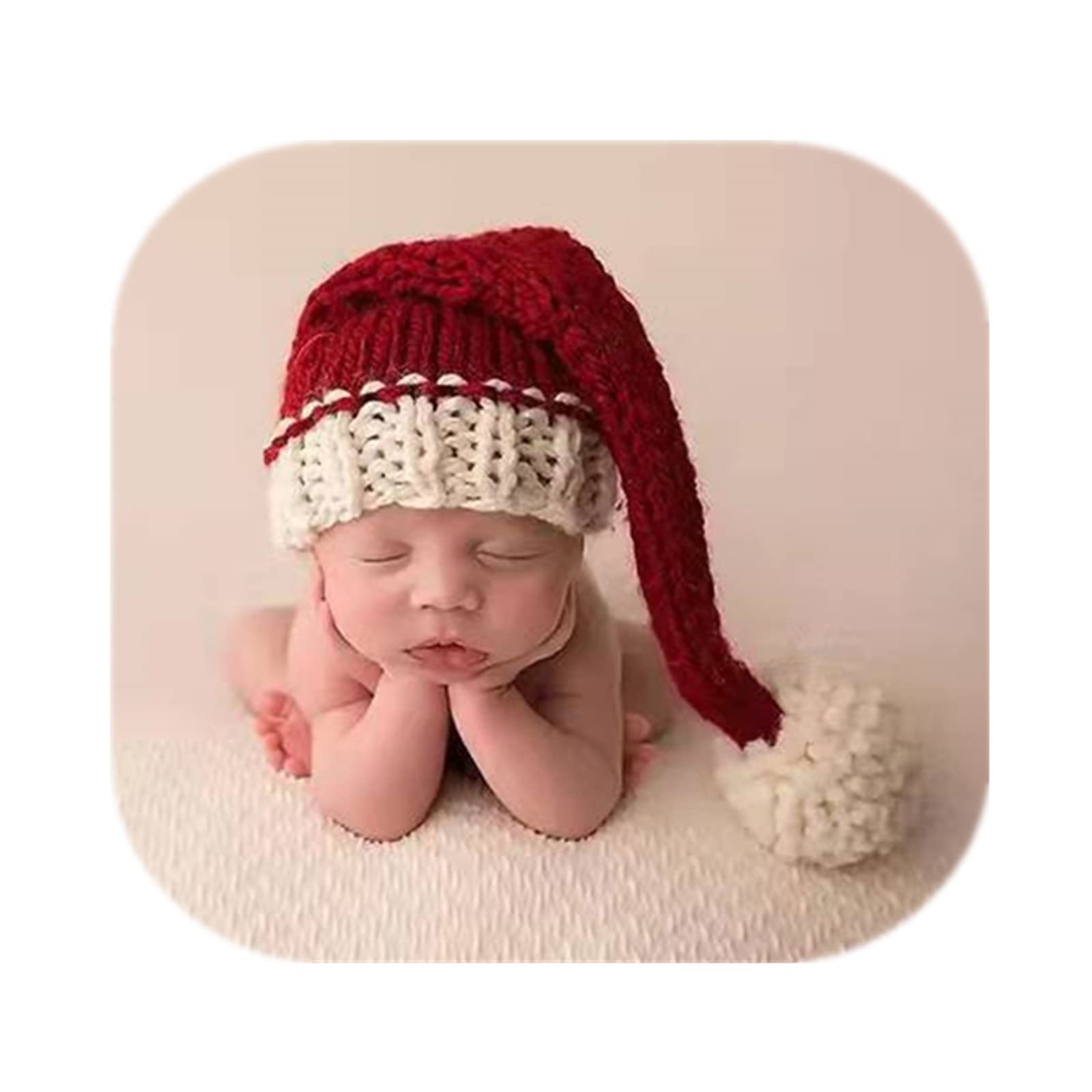 Vemonllas Christmas Newborn Photography Props Baby Photo Props Christmas Outfit Long Hat Newborn Photoshoot Xmas Santa Claus Red