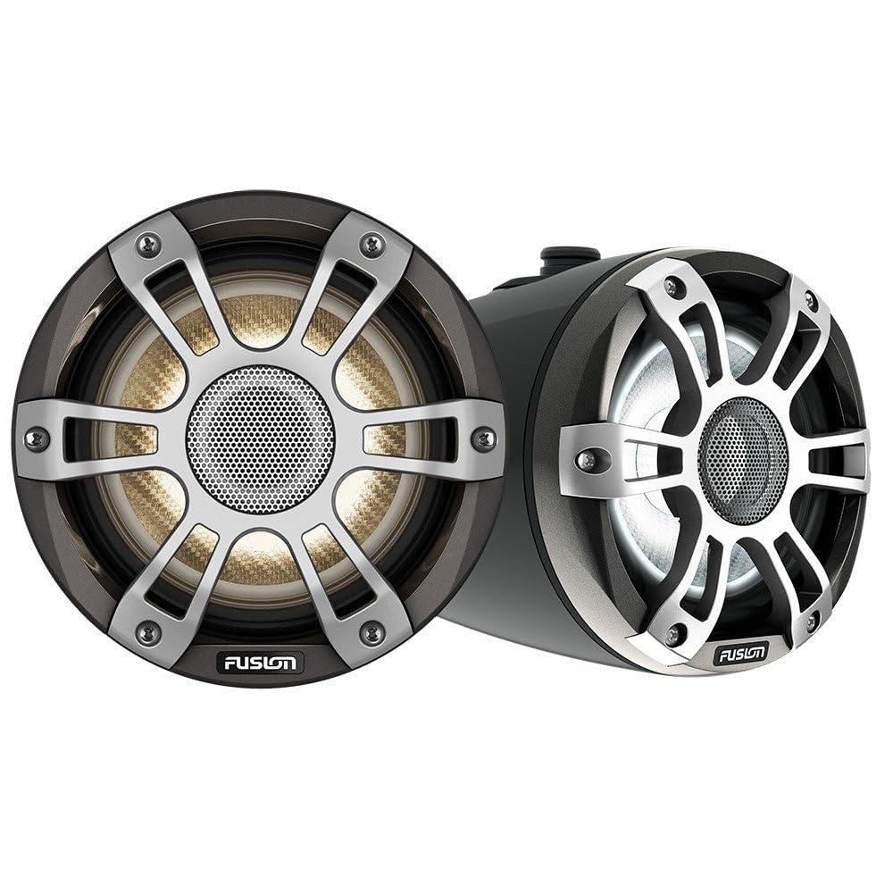 Fusion Garmin Signature Series 3I Marine Wake Tower Speakers, 6.5'' 230 Watt Crgbw Sports Black Marine Wake Tower Speakers (Pair