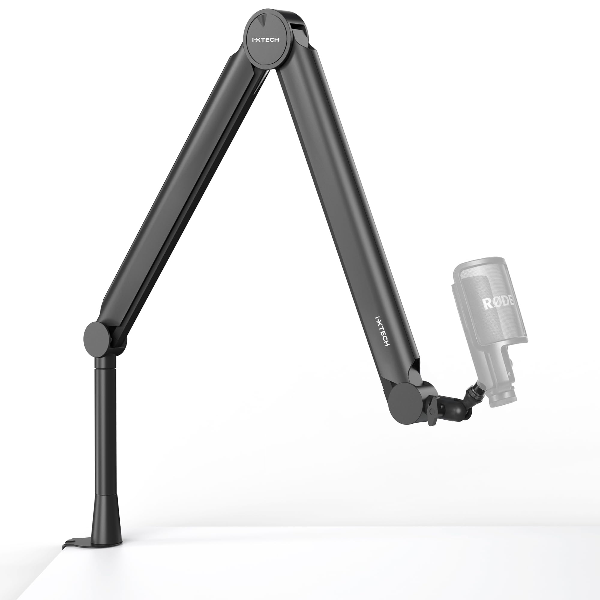 Ixtech Premium Microphone Boom Arm With Desk Mount, 360 Rotatable, Fully Adjustable, For Podcast, Video, Gaming, Radio, Studio,